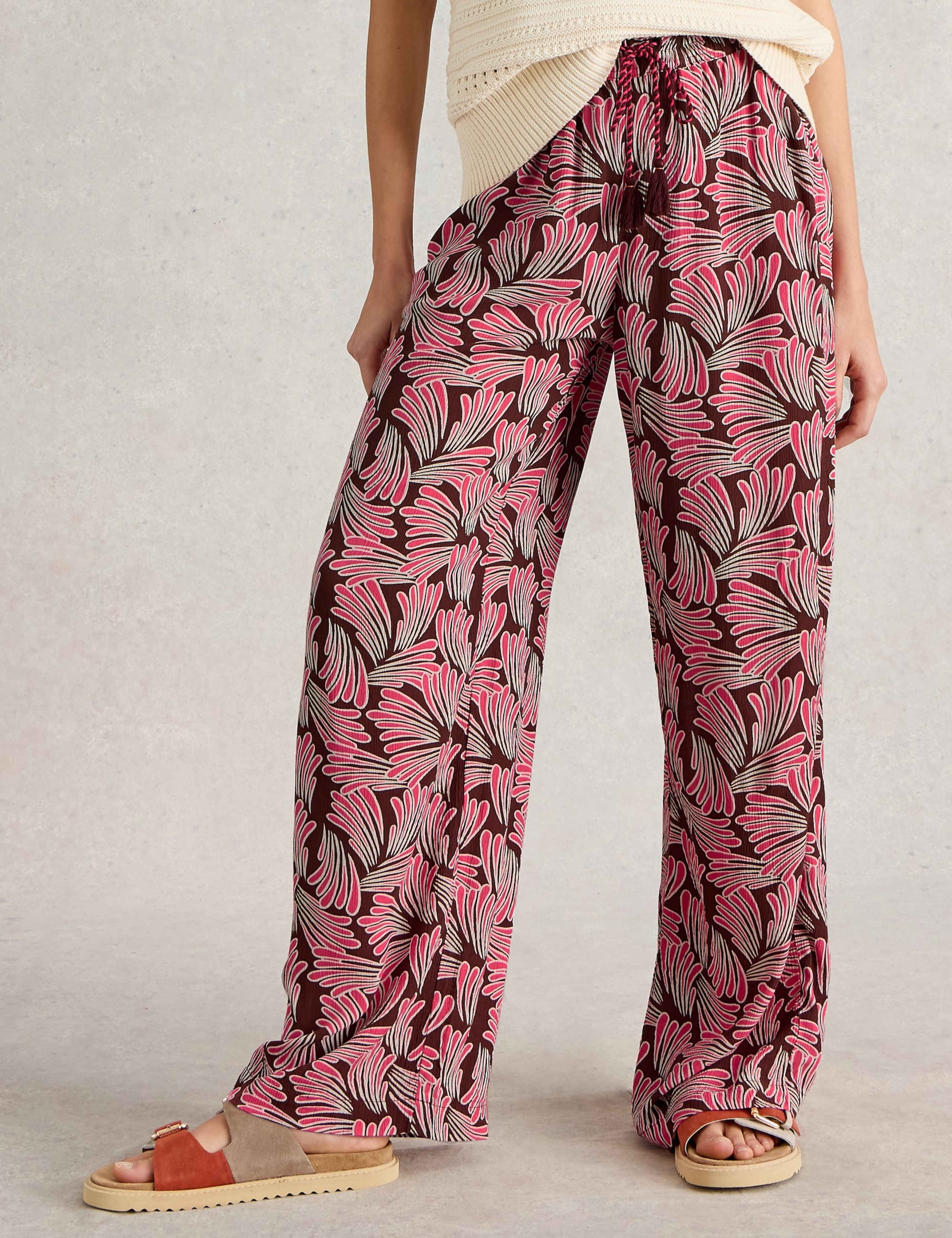 Printed Textured Wide Leg Trousers 5 of 6