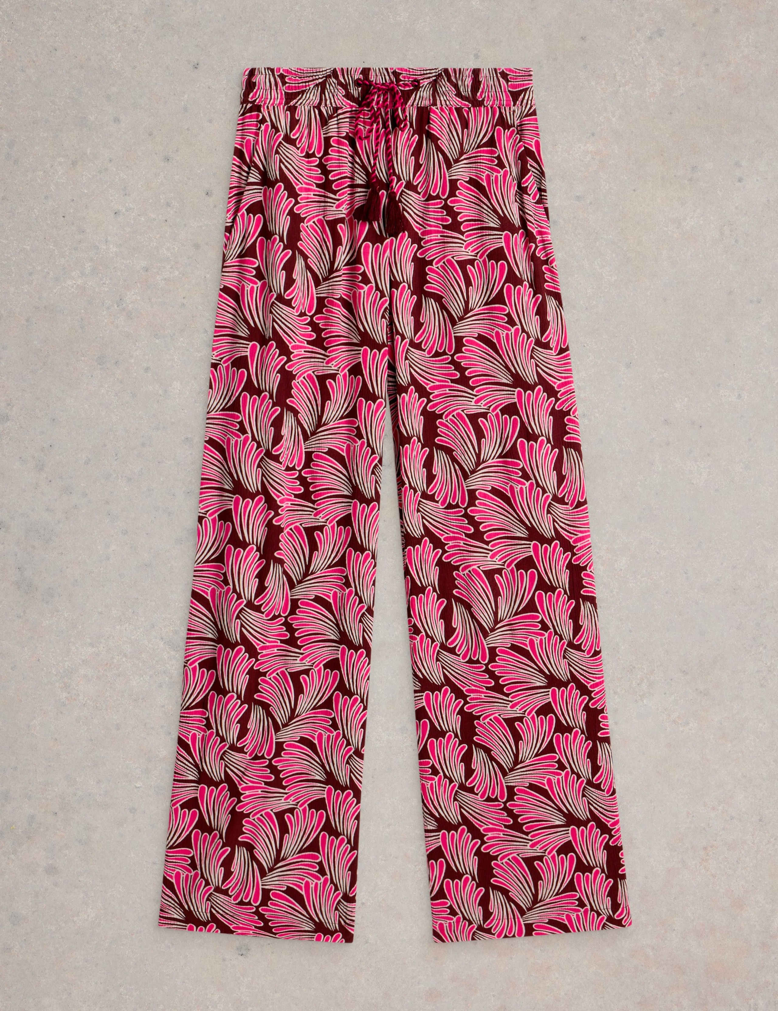 Printed Textured Wide Leg Trousers 2 of 6