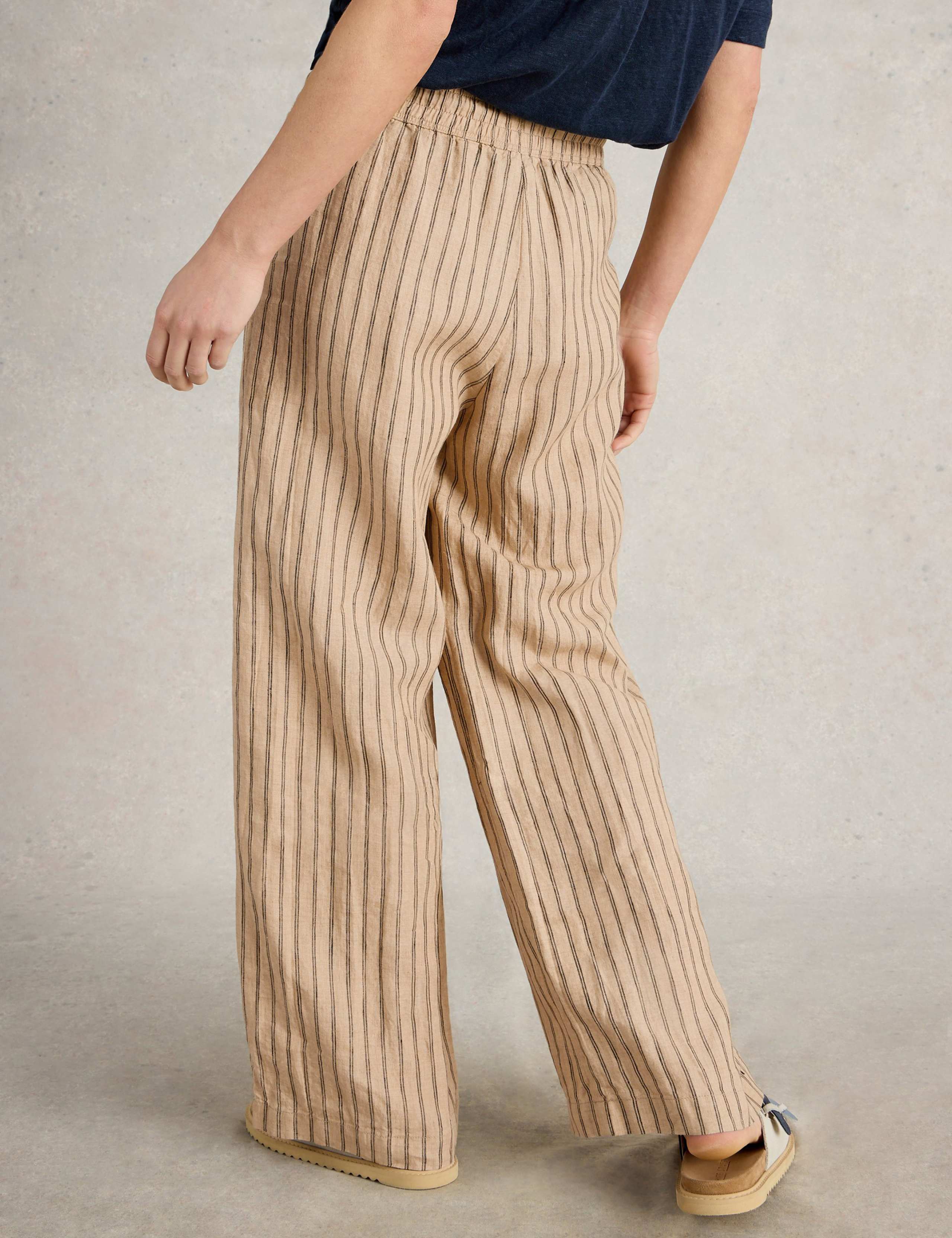 Pure Linen Striped Wide Leg Trousers 4 of 6