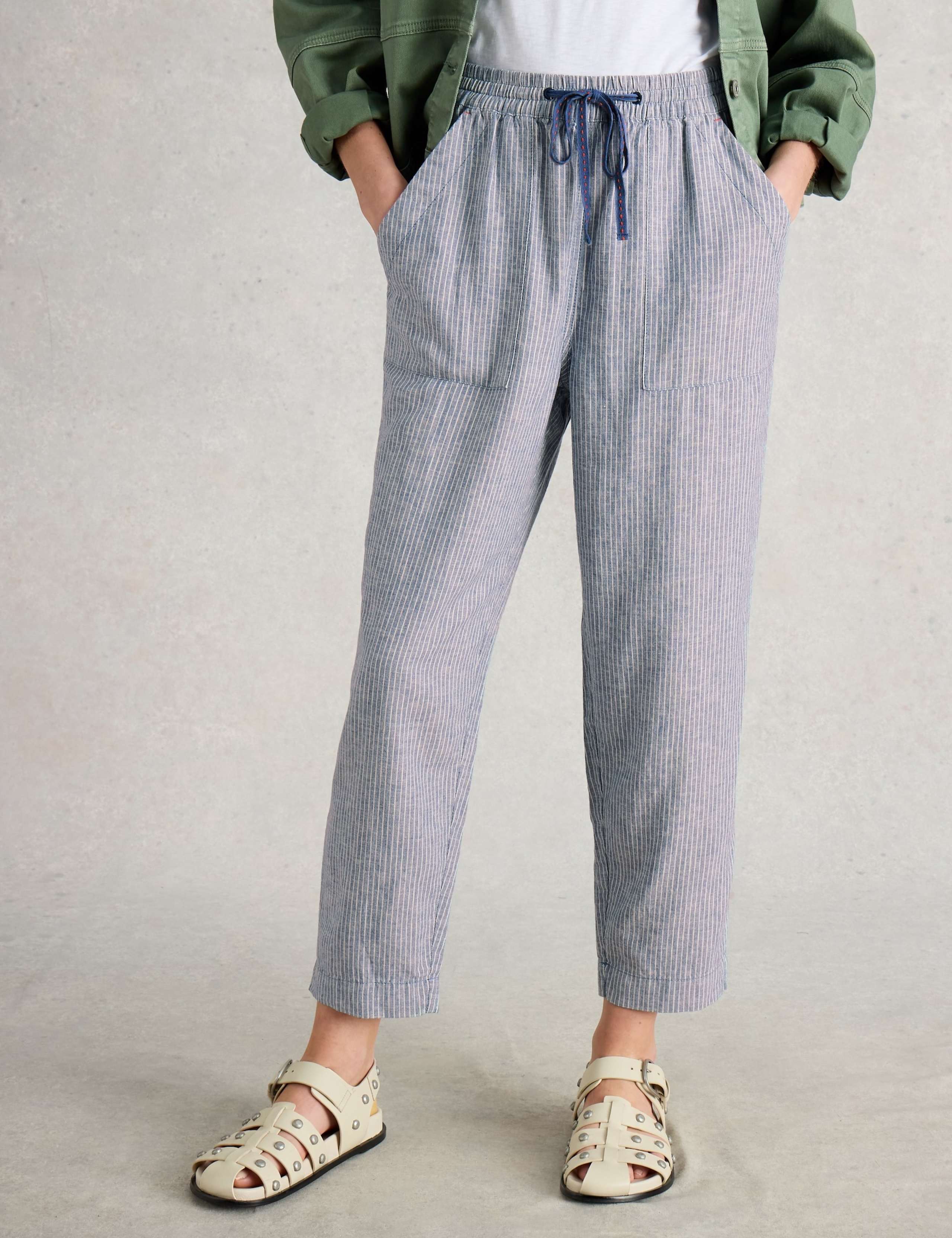 Linen Rich Striped Relaxed Trousers 3 of 6