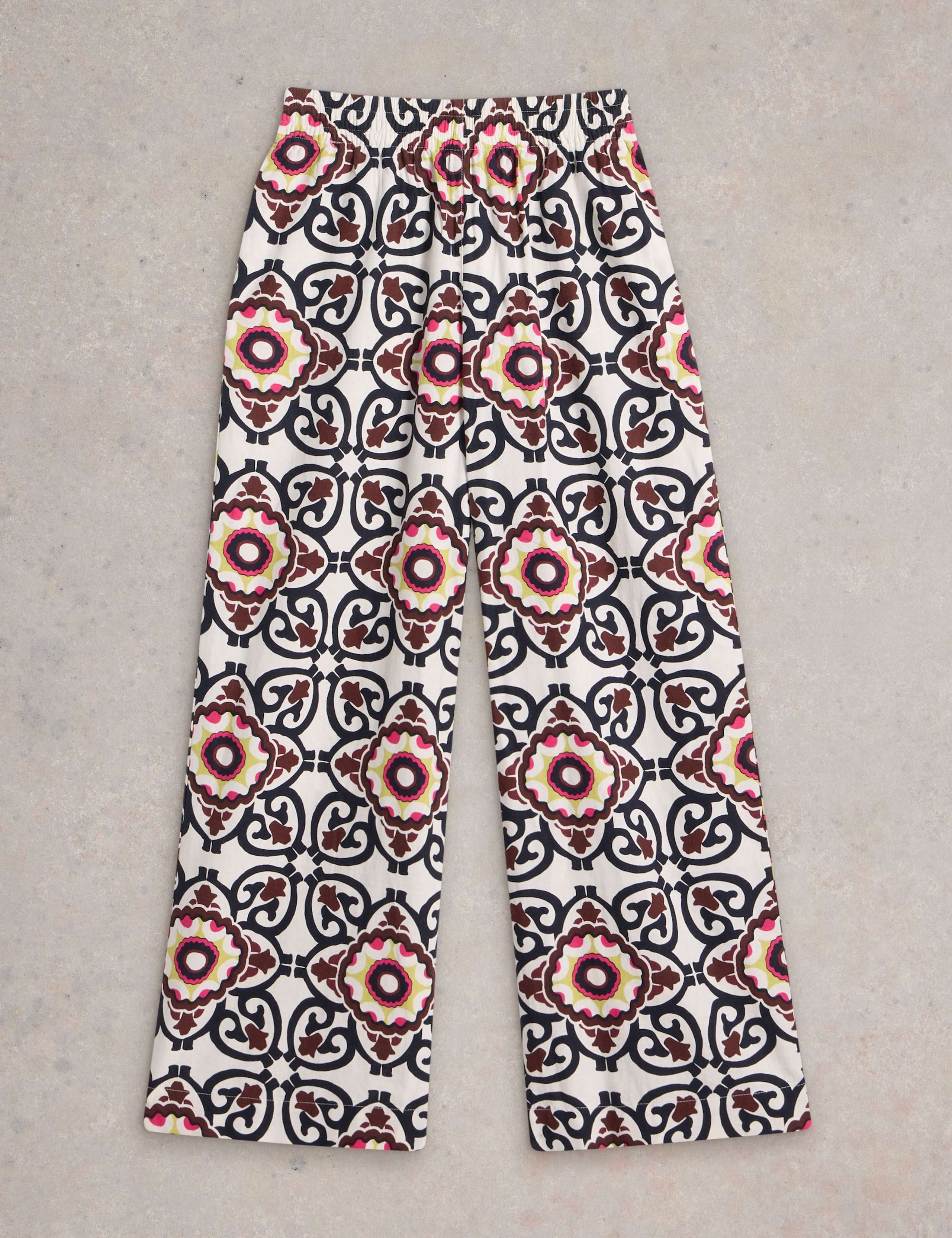Linen Rich Printed Wide Leg Trousers 2 of 6