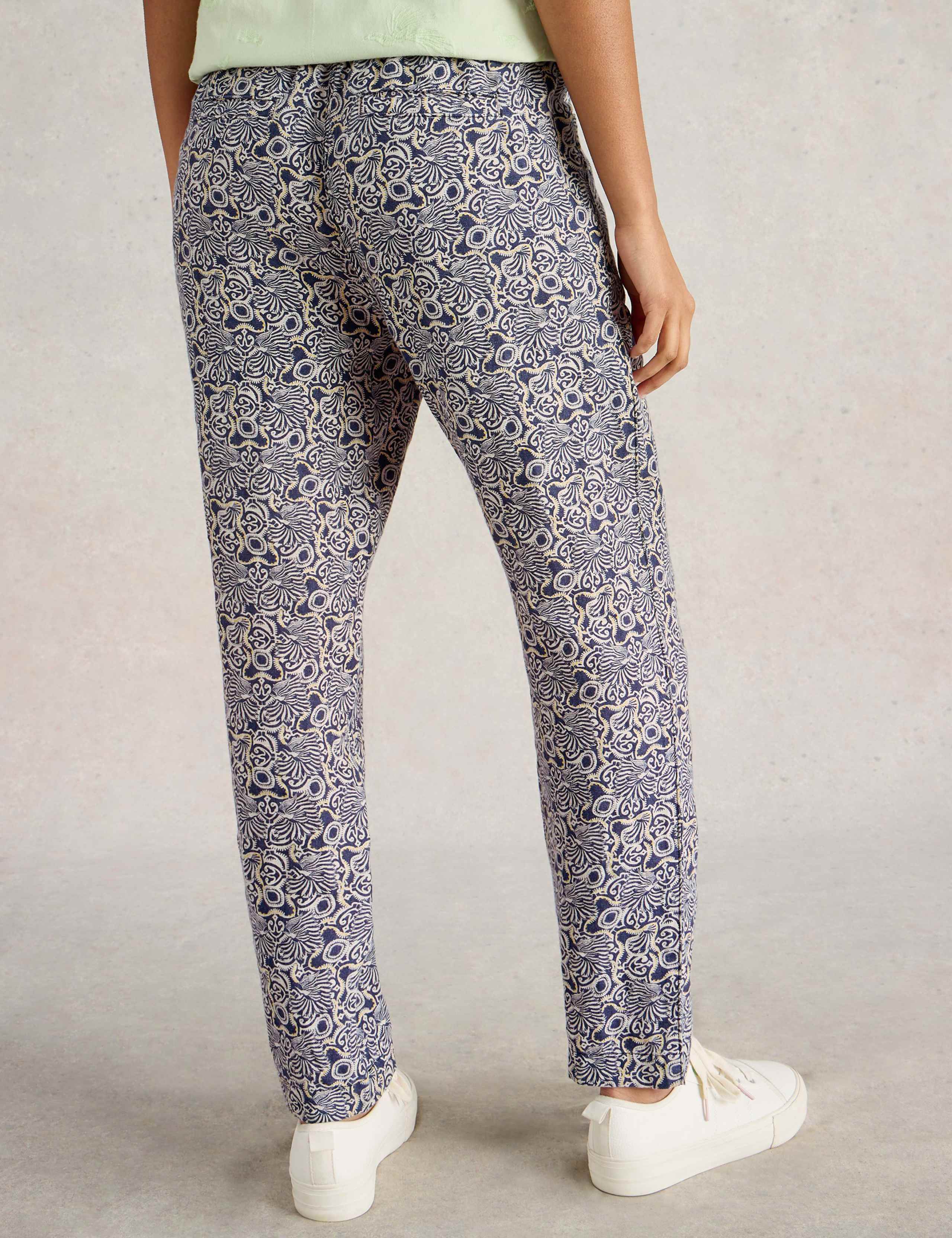 Pure Linen Printed Tapered Trousers 4 of 5