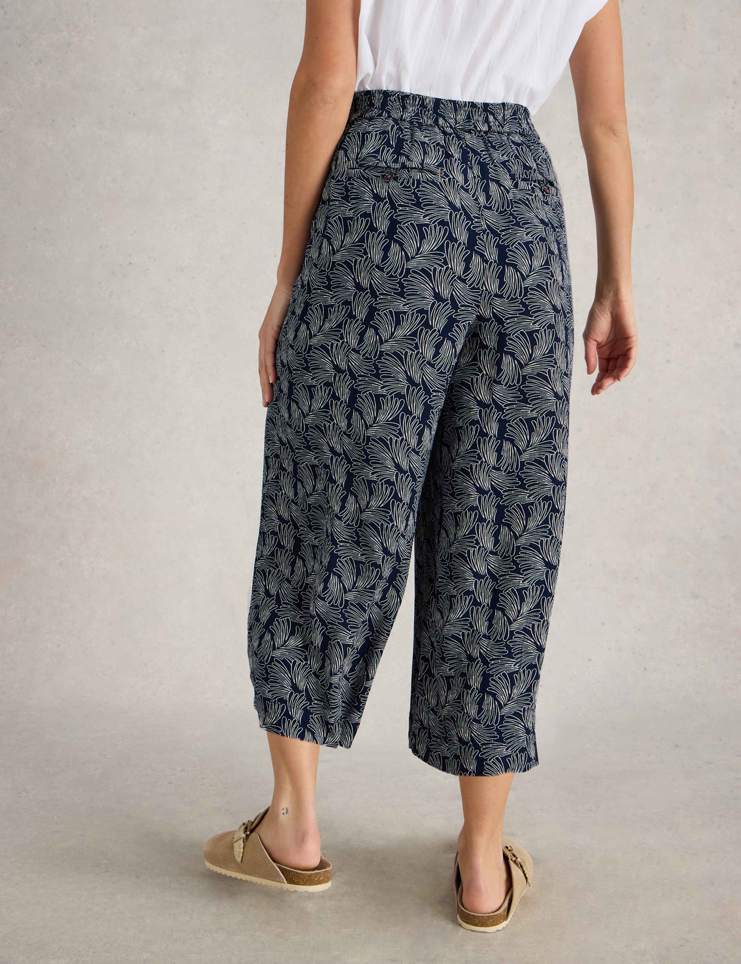 Printed Textured Wide Leg Cropped Culottes 3 of 4