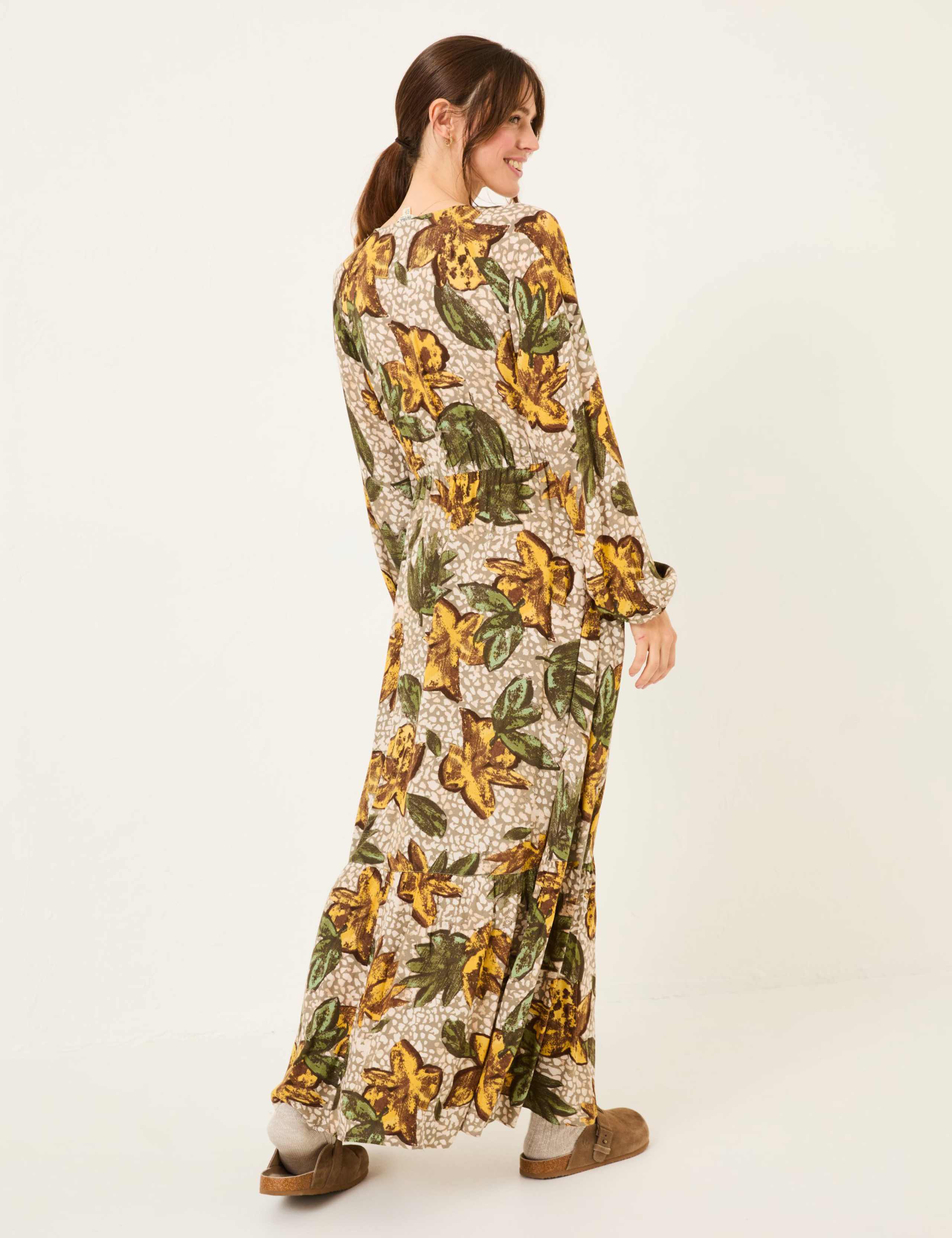 Pure Lyocell Floral V-Neck Maxi Tiered Dress 3 of 5
