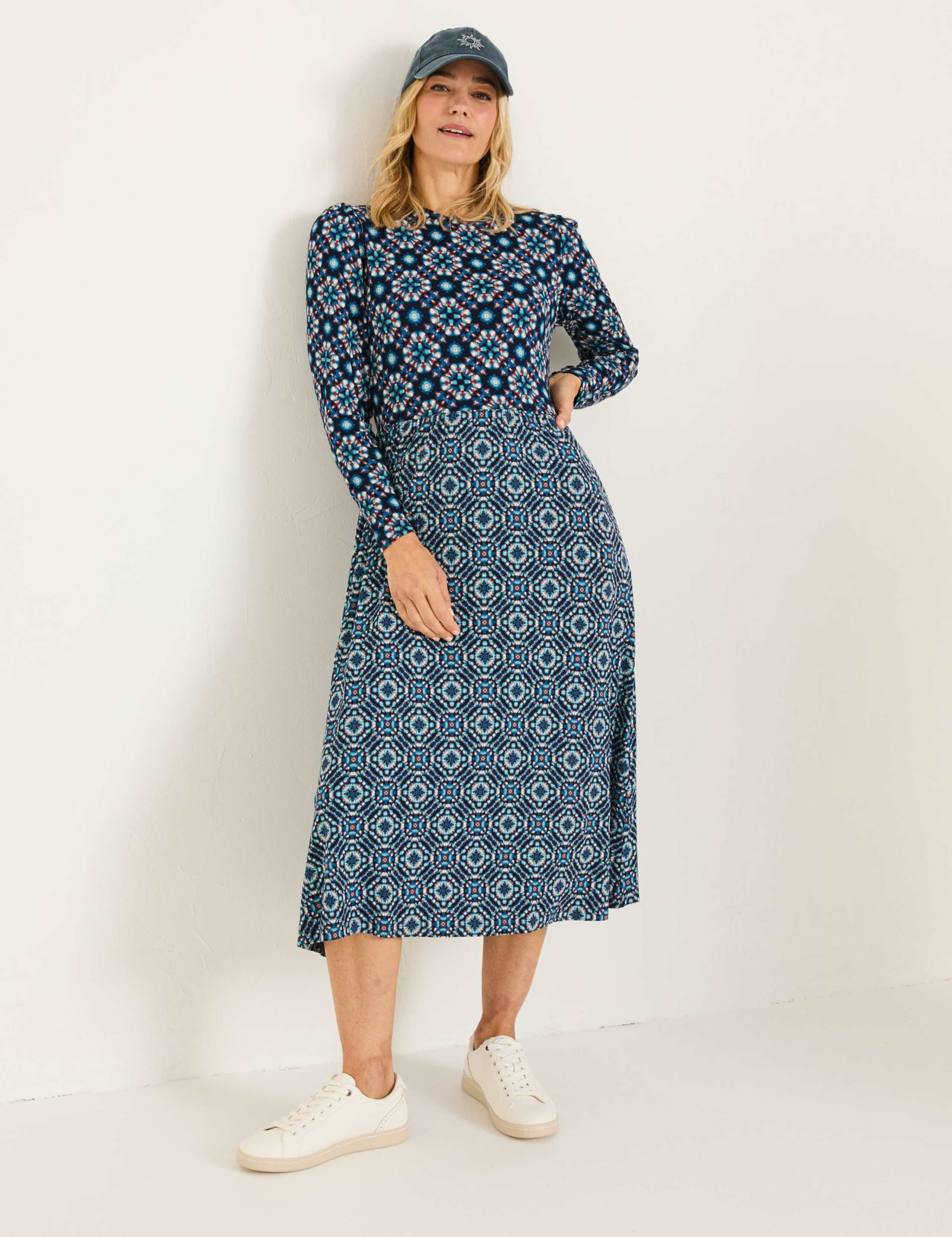 Geometric Midi Waisted Dress 1 of 5