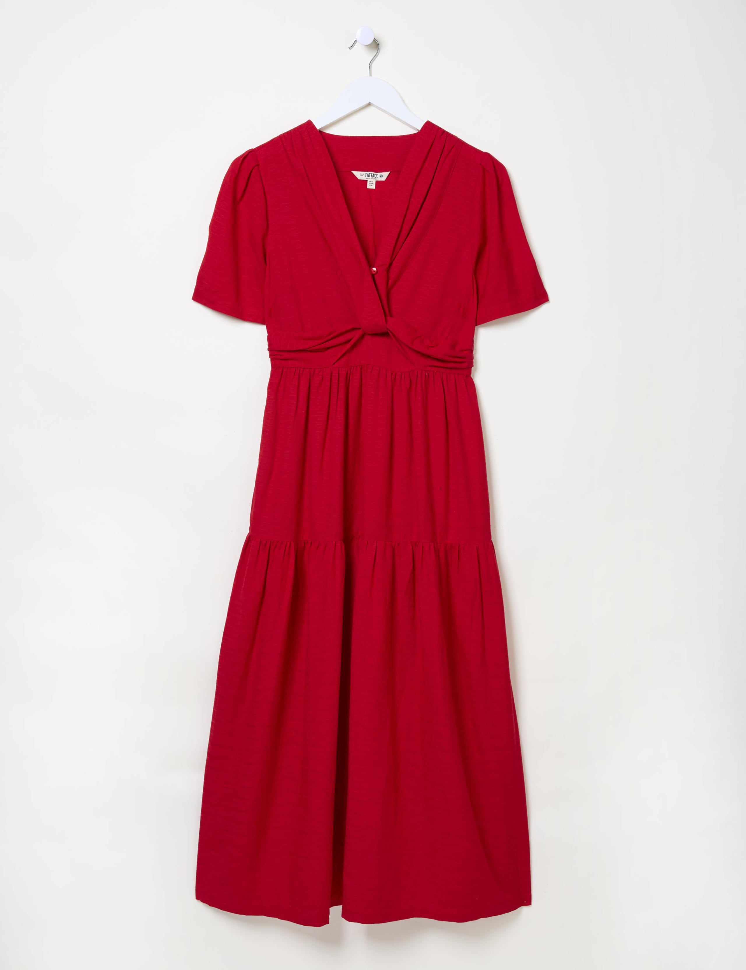 V-Neck Tiered Midi Dress With Cotton & Linen 2 of 5