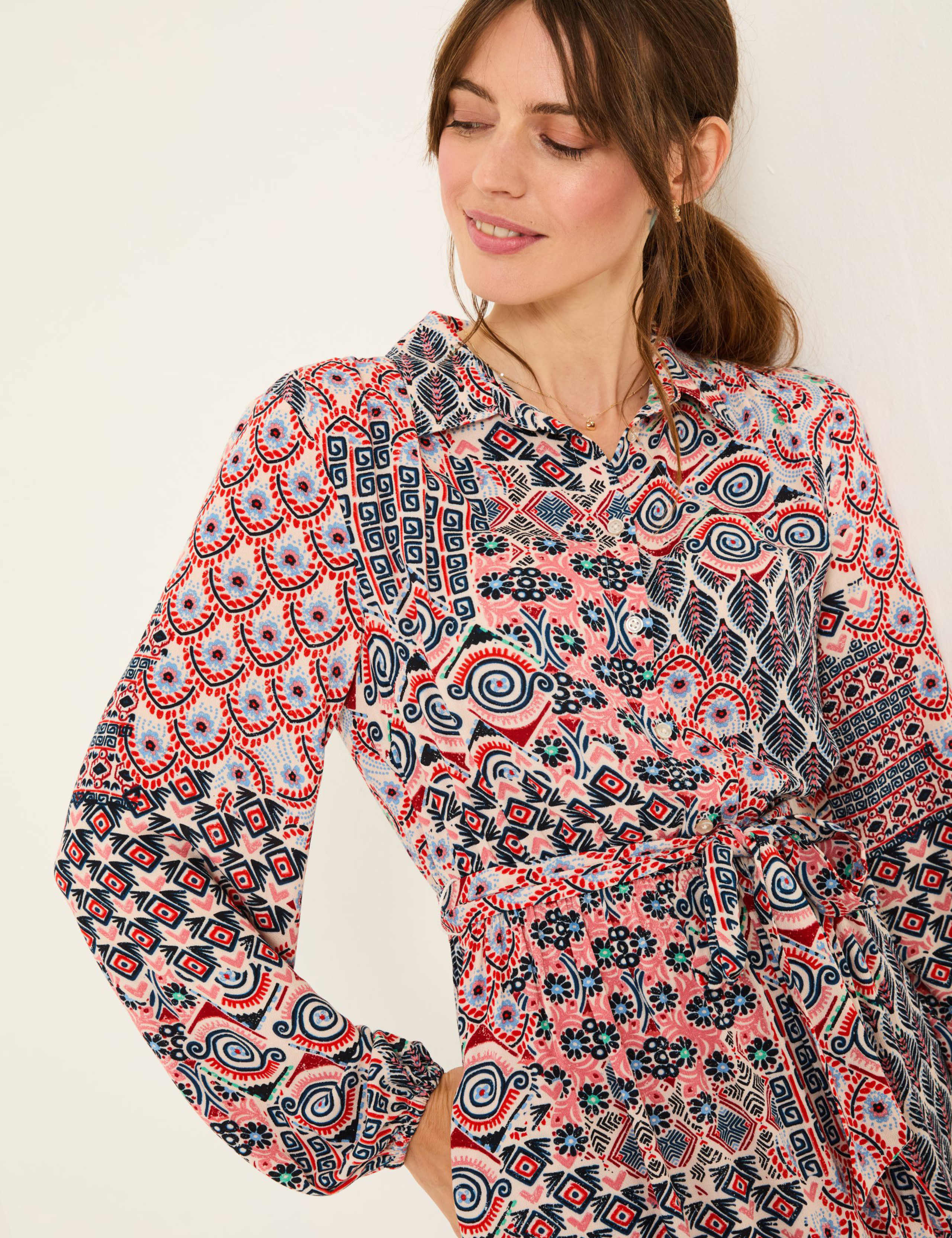 Geometric Button Through Midaxi Shirt Dress 4 of 5