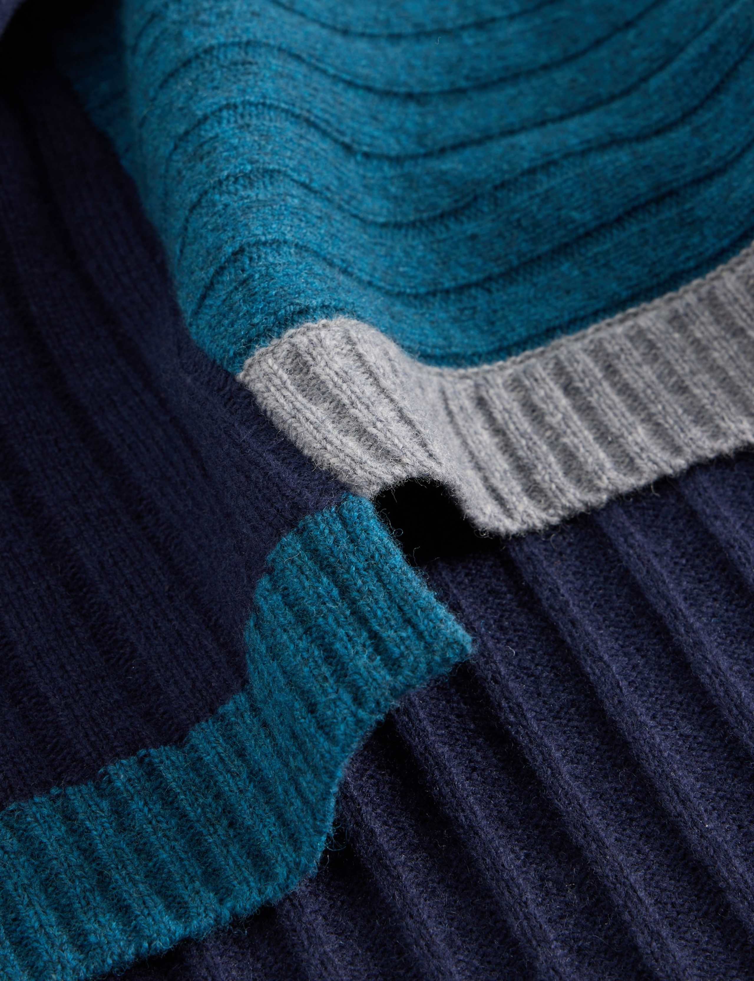 Wool Rich Ribbed Colour Block Poncho 6 of 6