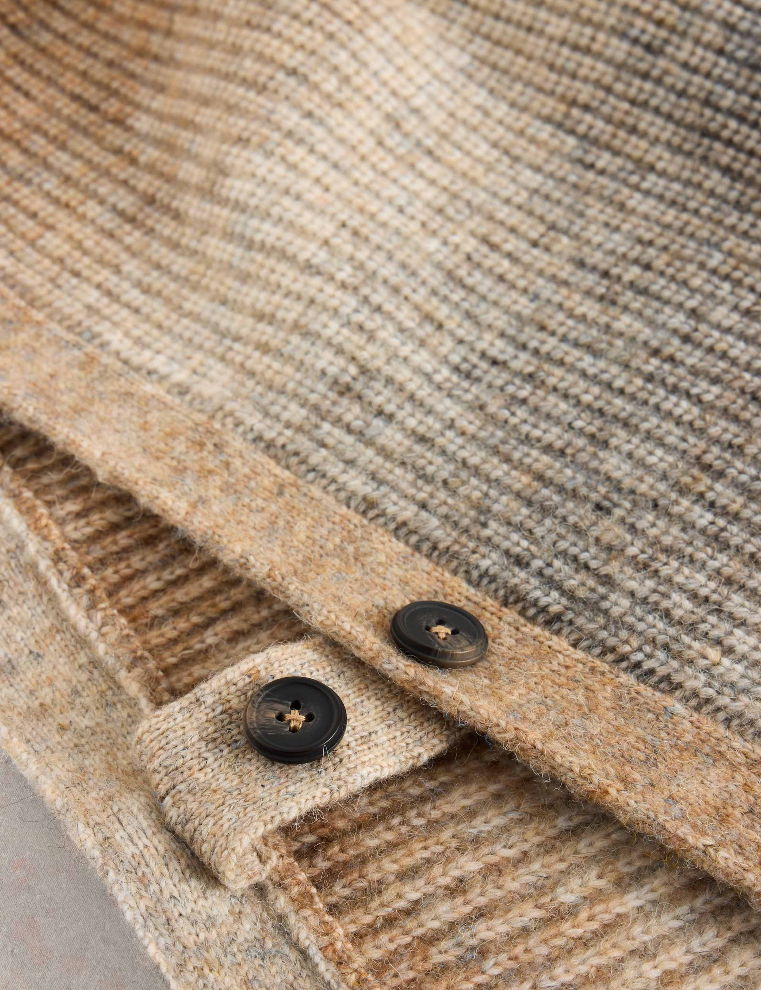 Knitted Ombré Side Button Poncho with Wool 6 of 6