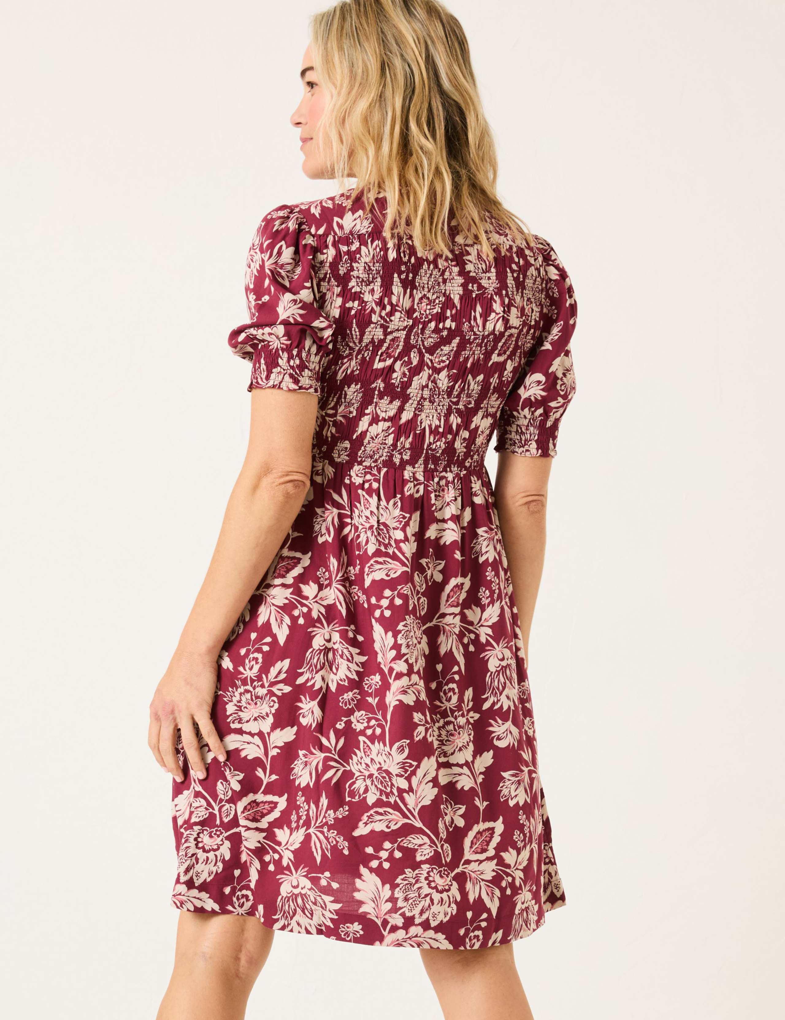 Floral V-Neck Knee Length Swing Dress 3 of 5