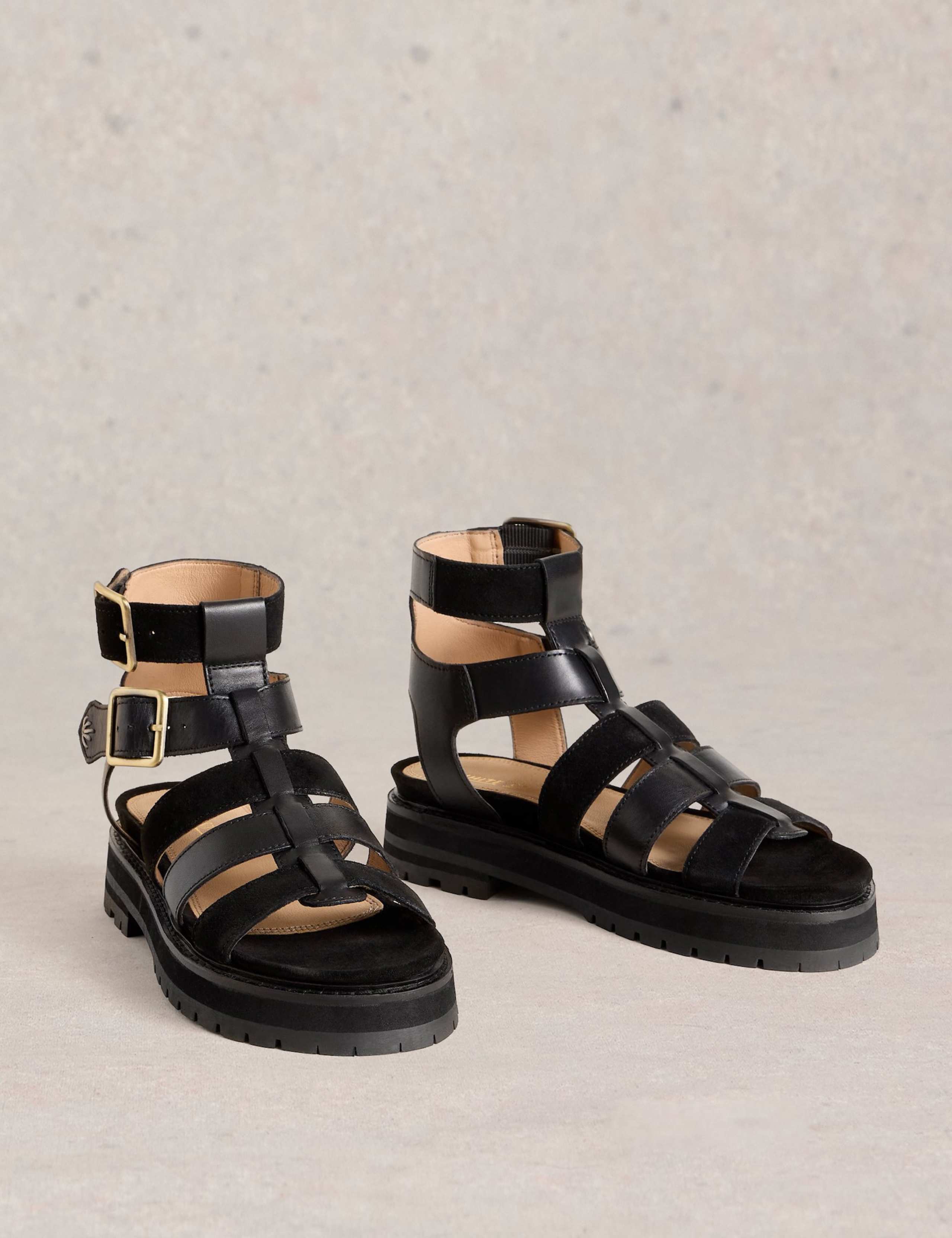 Leather Ankle Strap Flat Gladiator Sandals 2 of 4