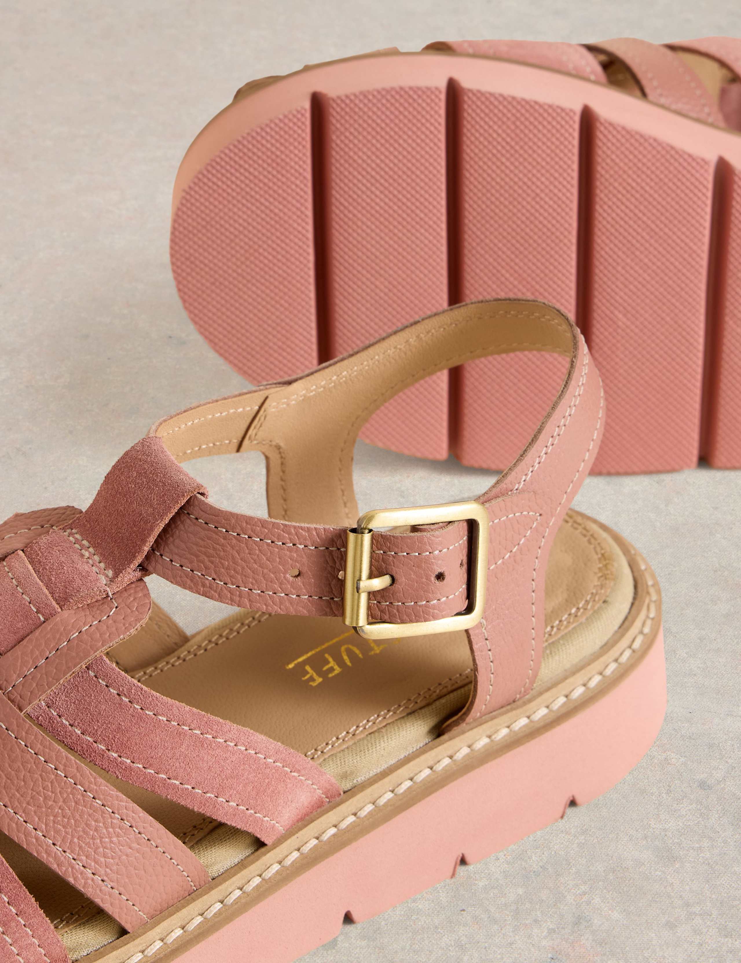 Leather Buckle Flatform Footbed Sandals 4 of 4