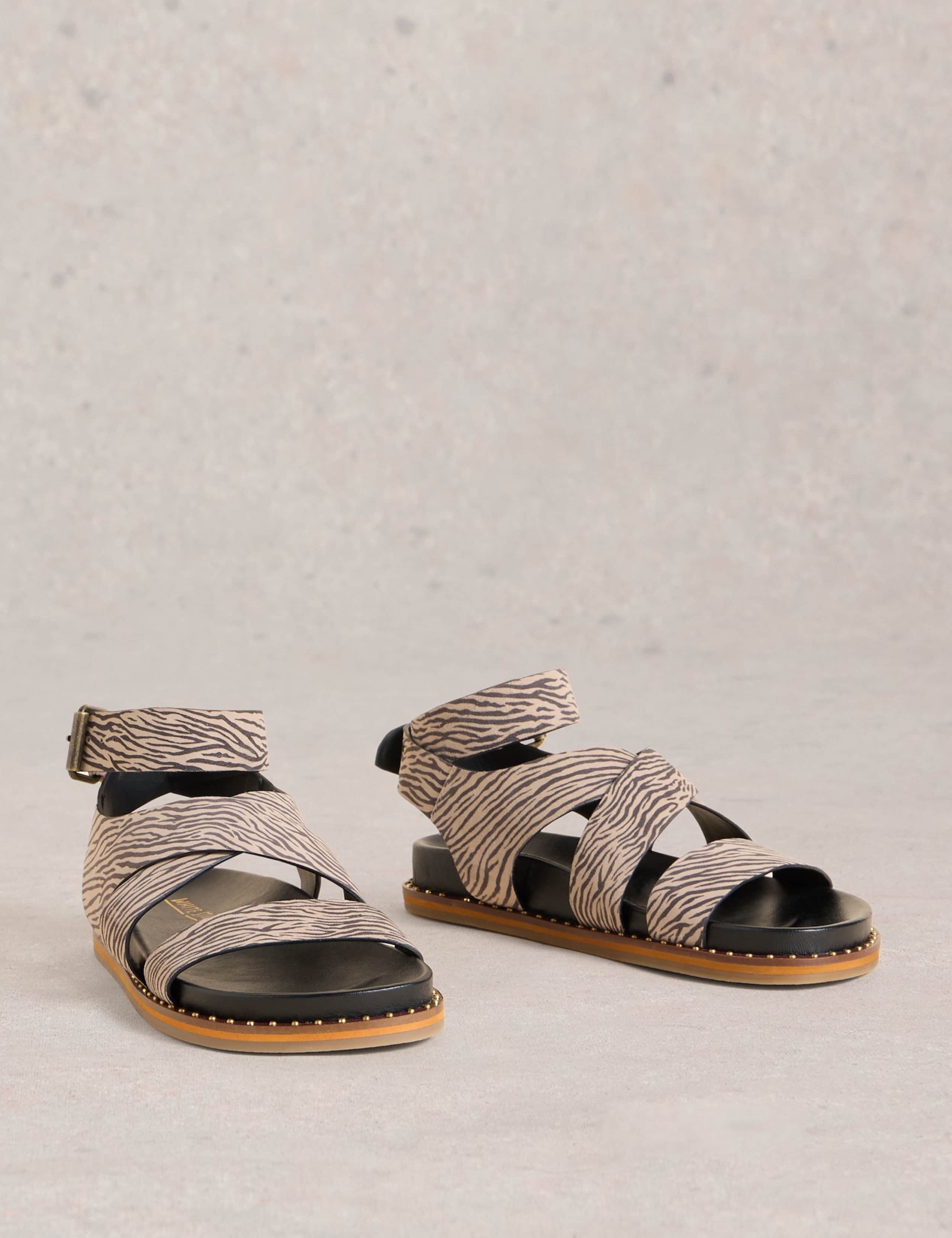 Leather Animal Print Gladiator Sandals 2 of 4