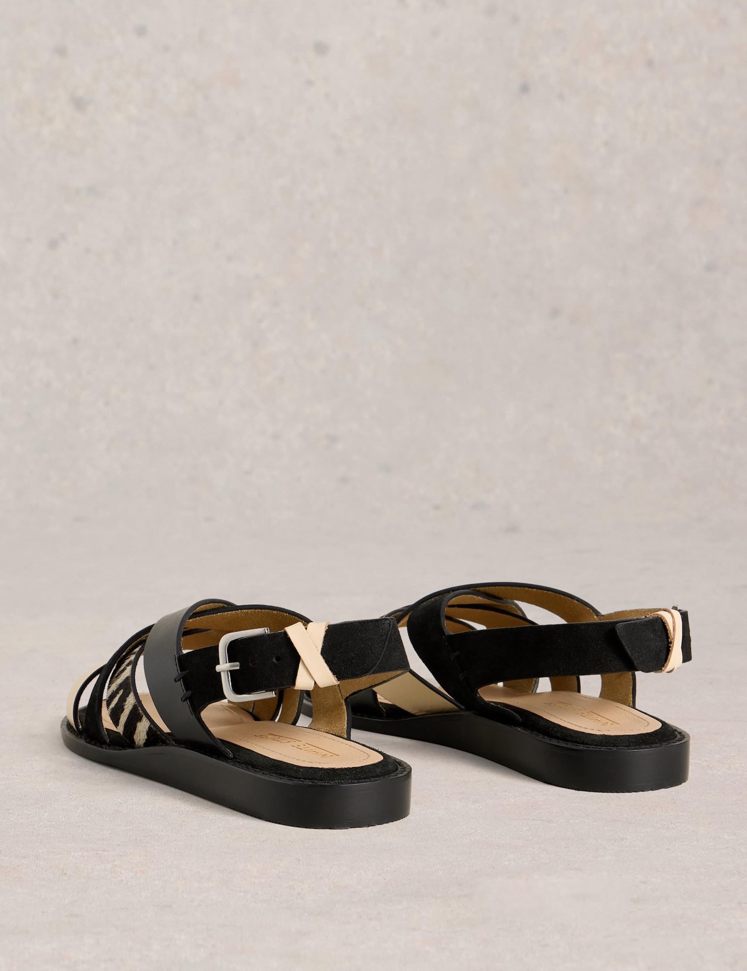Leather Animal Print Flat Wedge Sandals 3 of 4