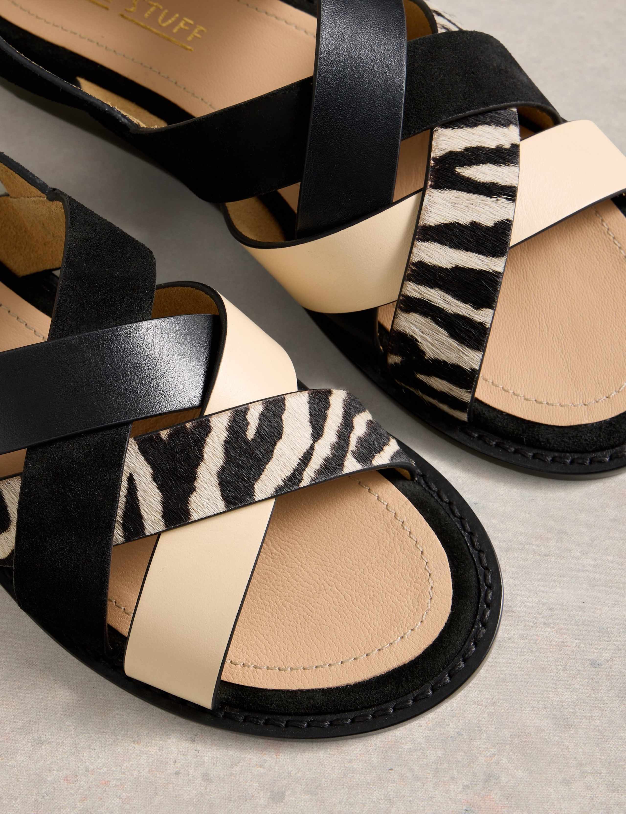 Leather Animal Print Flat Wedge Sandals 4 of 4