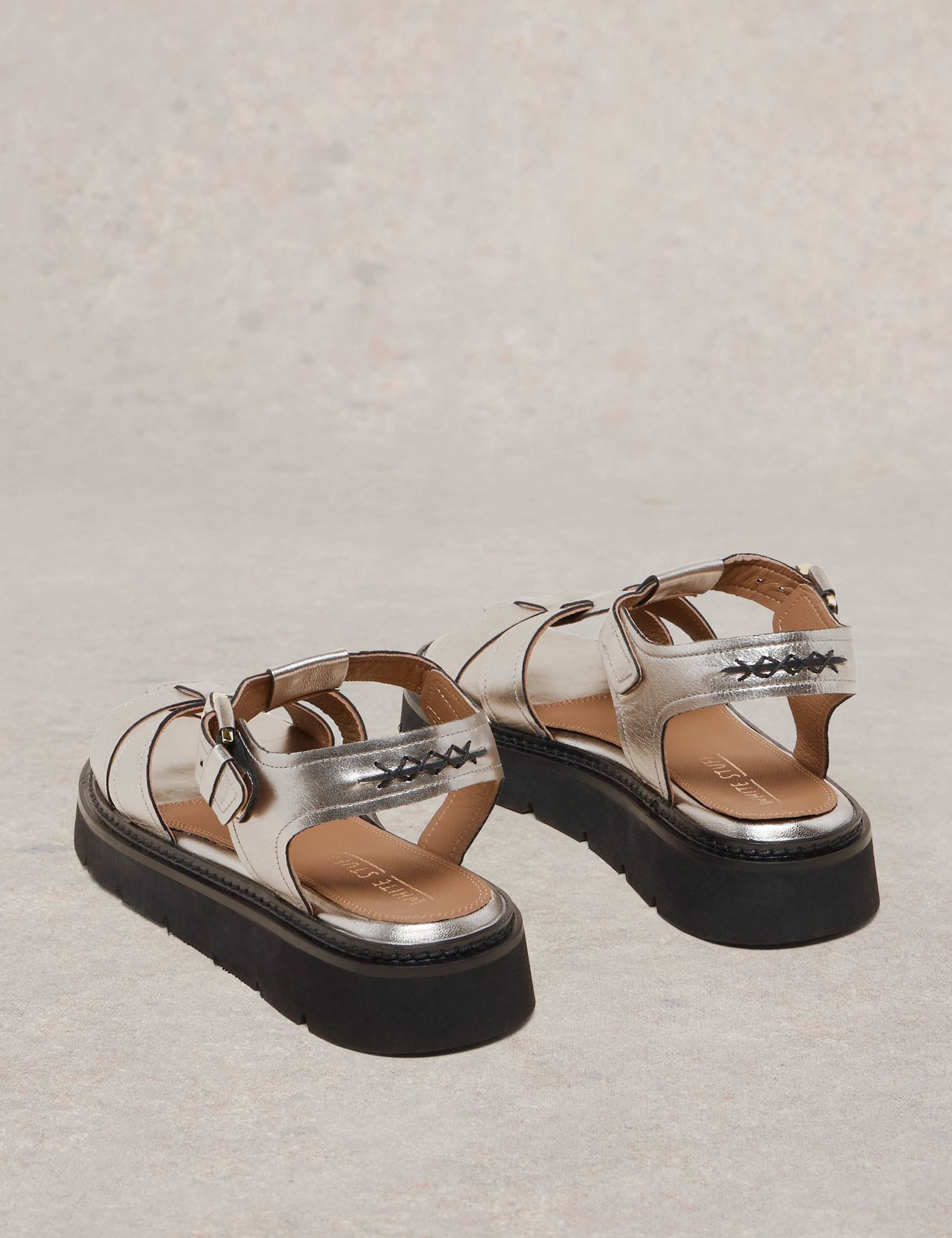 Leather Metallic Platform Sandals 3 of 4