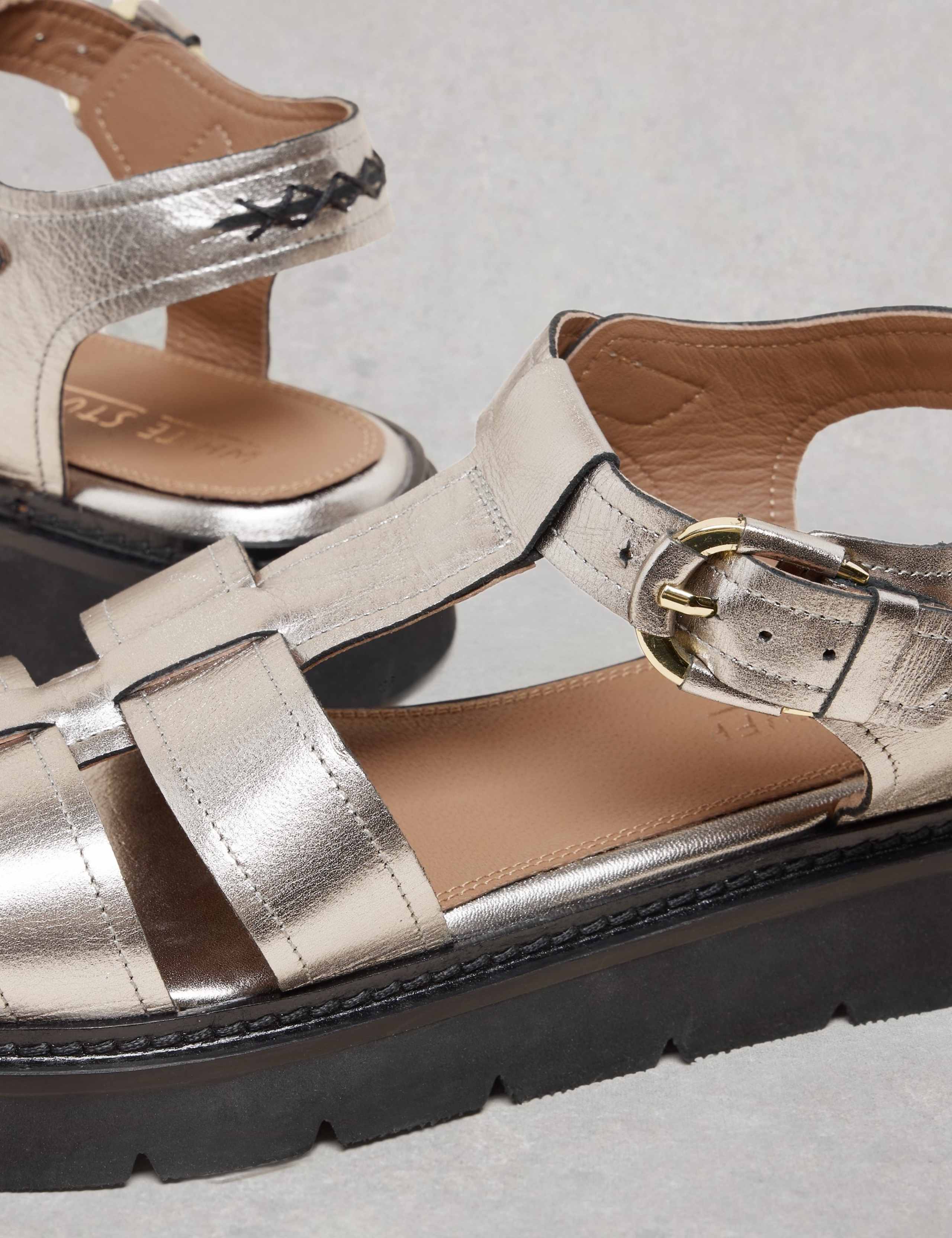 Leather Metallic Platform Sandals 4 of 4