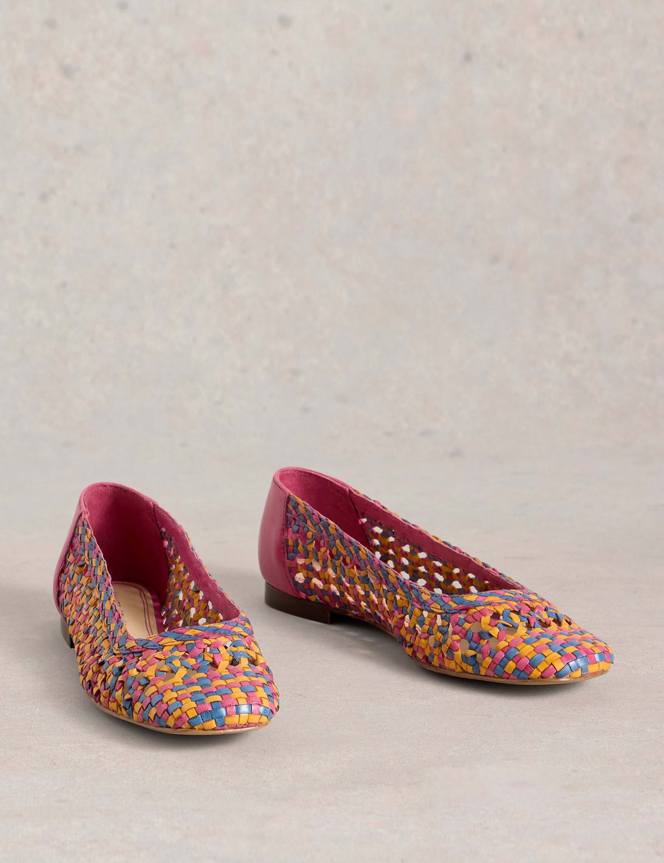 Leather Woven Colour Block Ballet Pumps 2 of 4