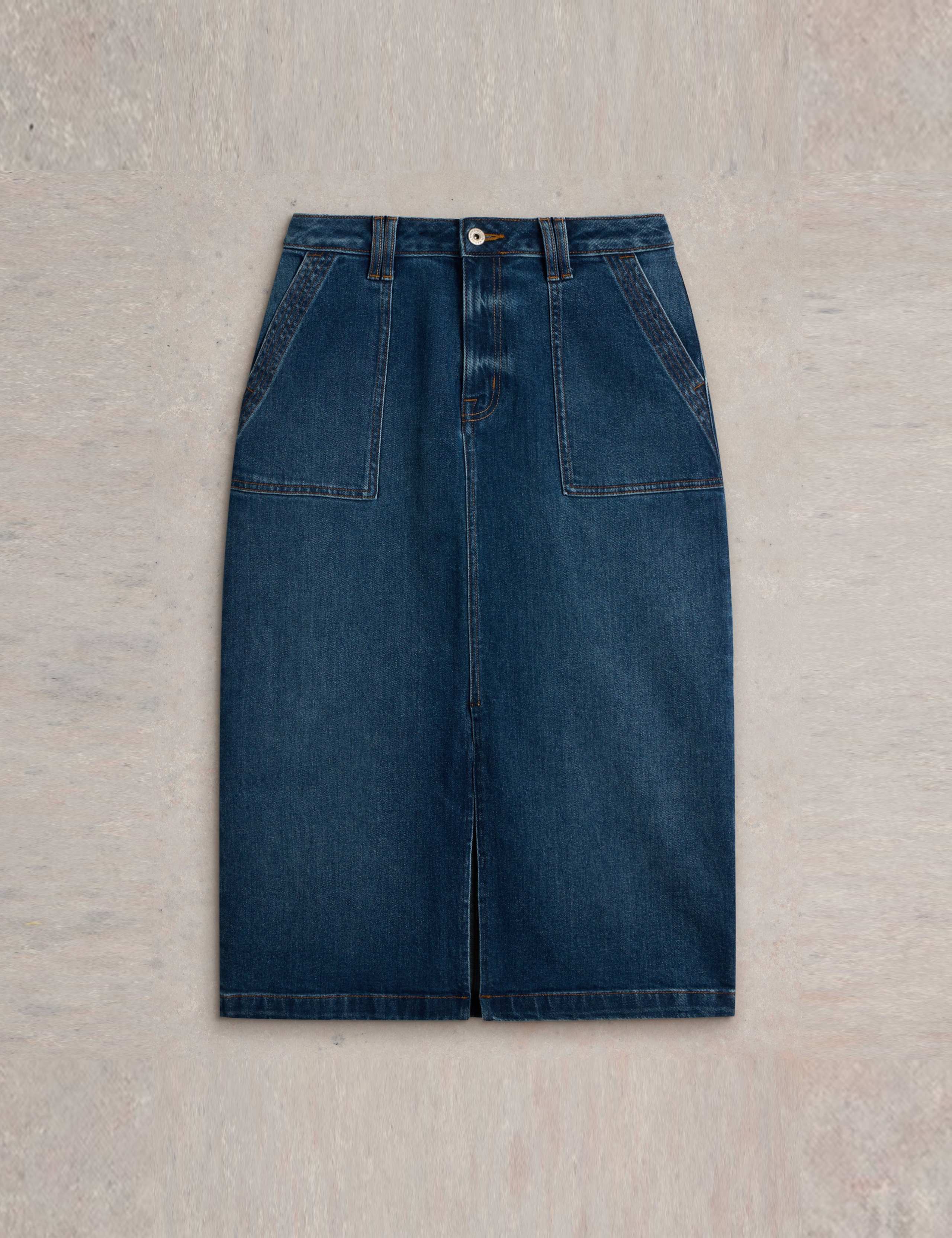 Cotton Rich Denim Midi Skirt 2 of 6