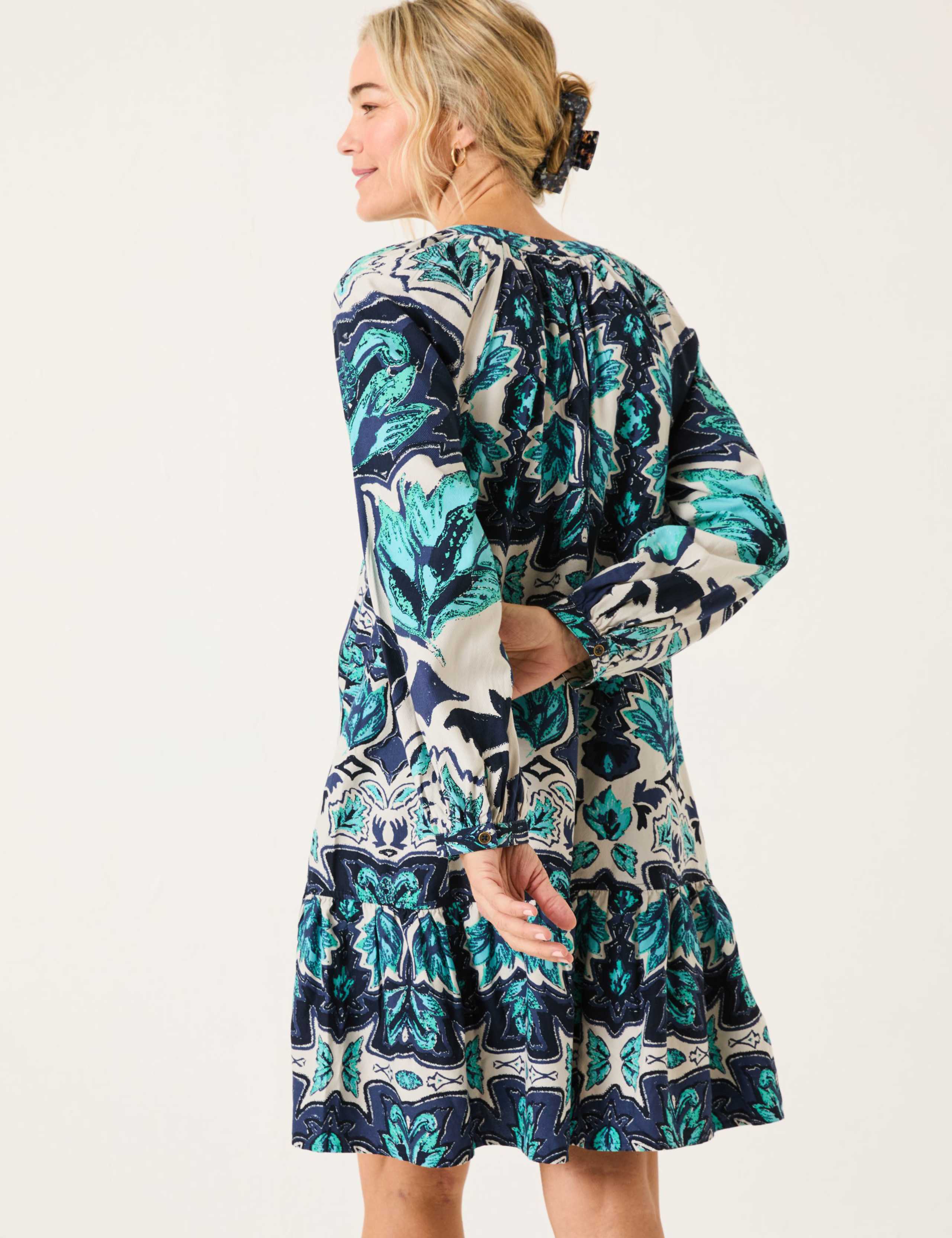 Cotton Rich Printed Mini Swing Dress 3 of 4