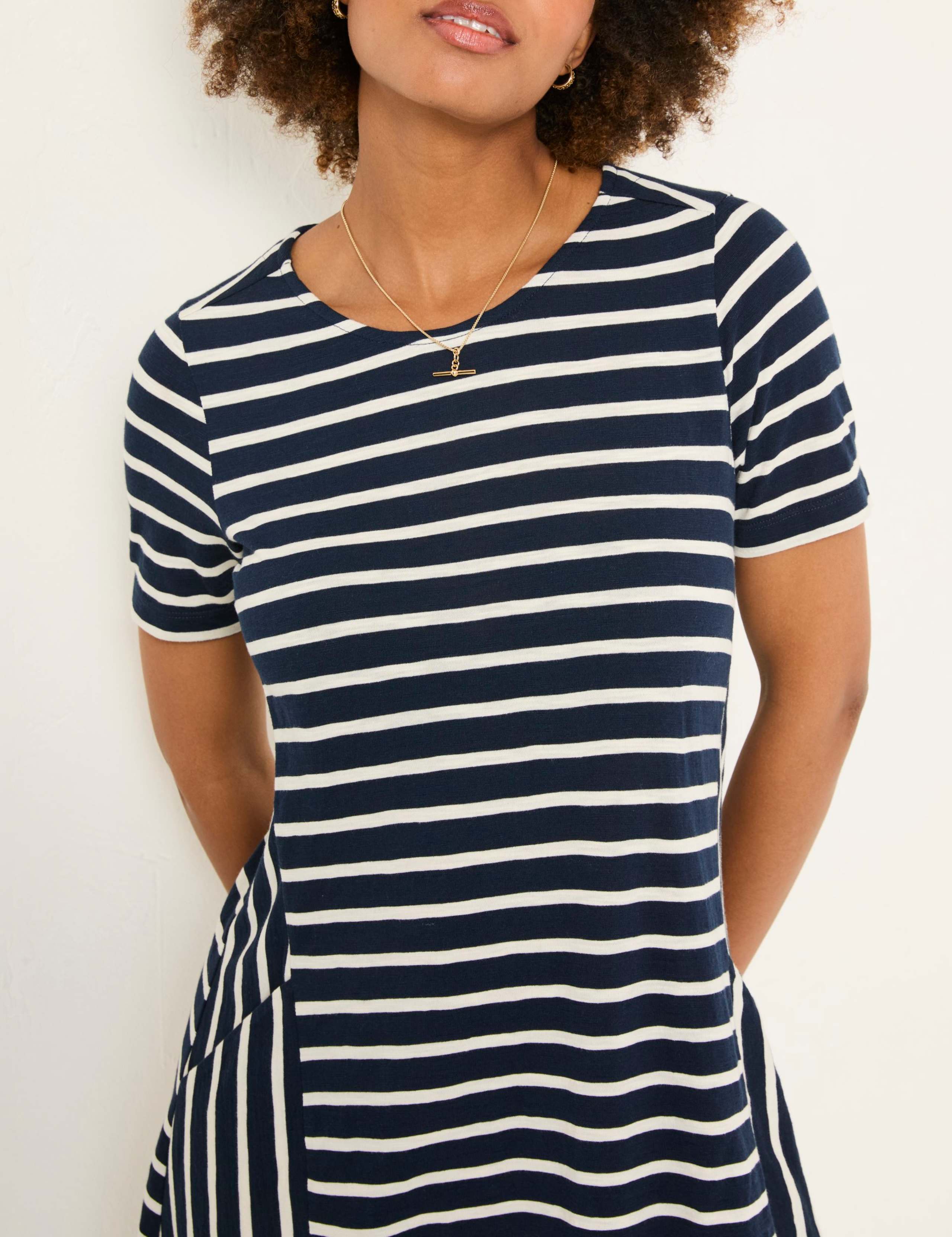 Cotton Rich Striped Mini Skater Dress 4 of 5