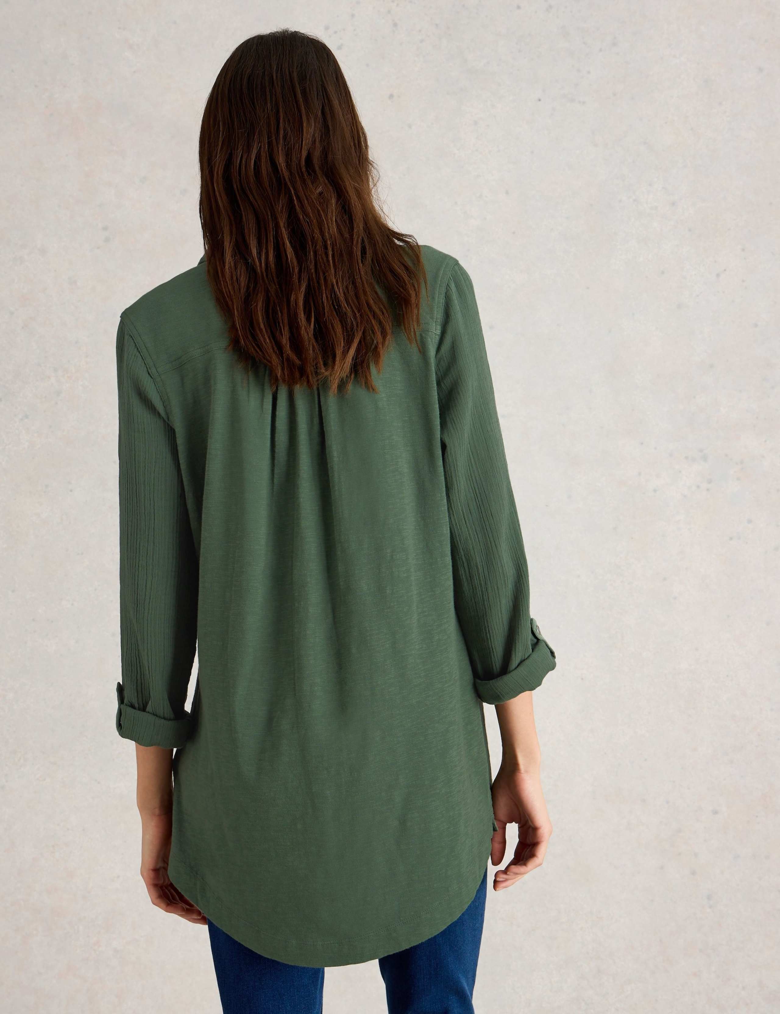 Pure Cotton Collared Longline Shirt 3 of 6