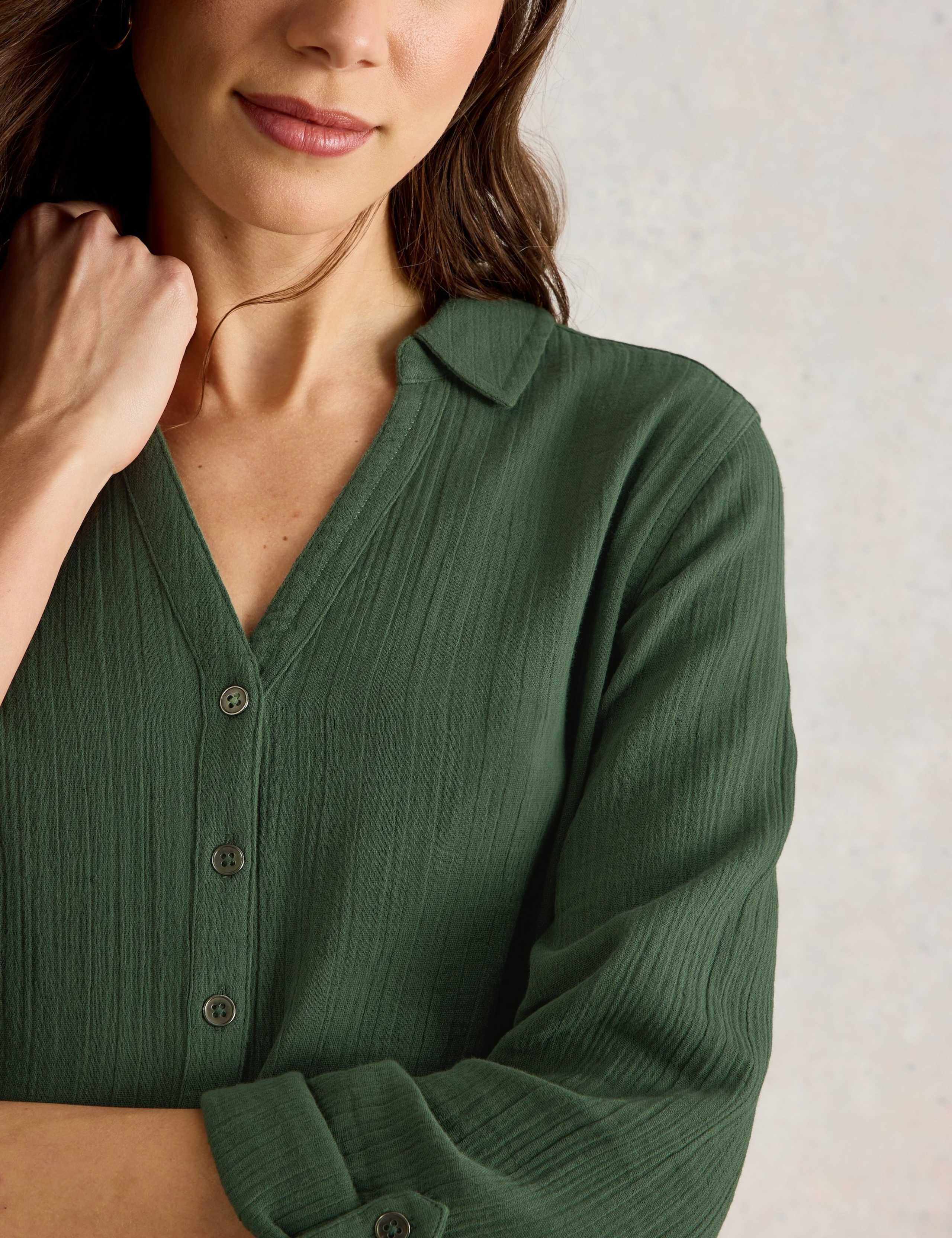Pure Cotton Collared Longline Shirt 4 of 6