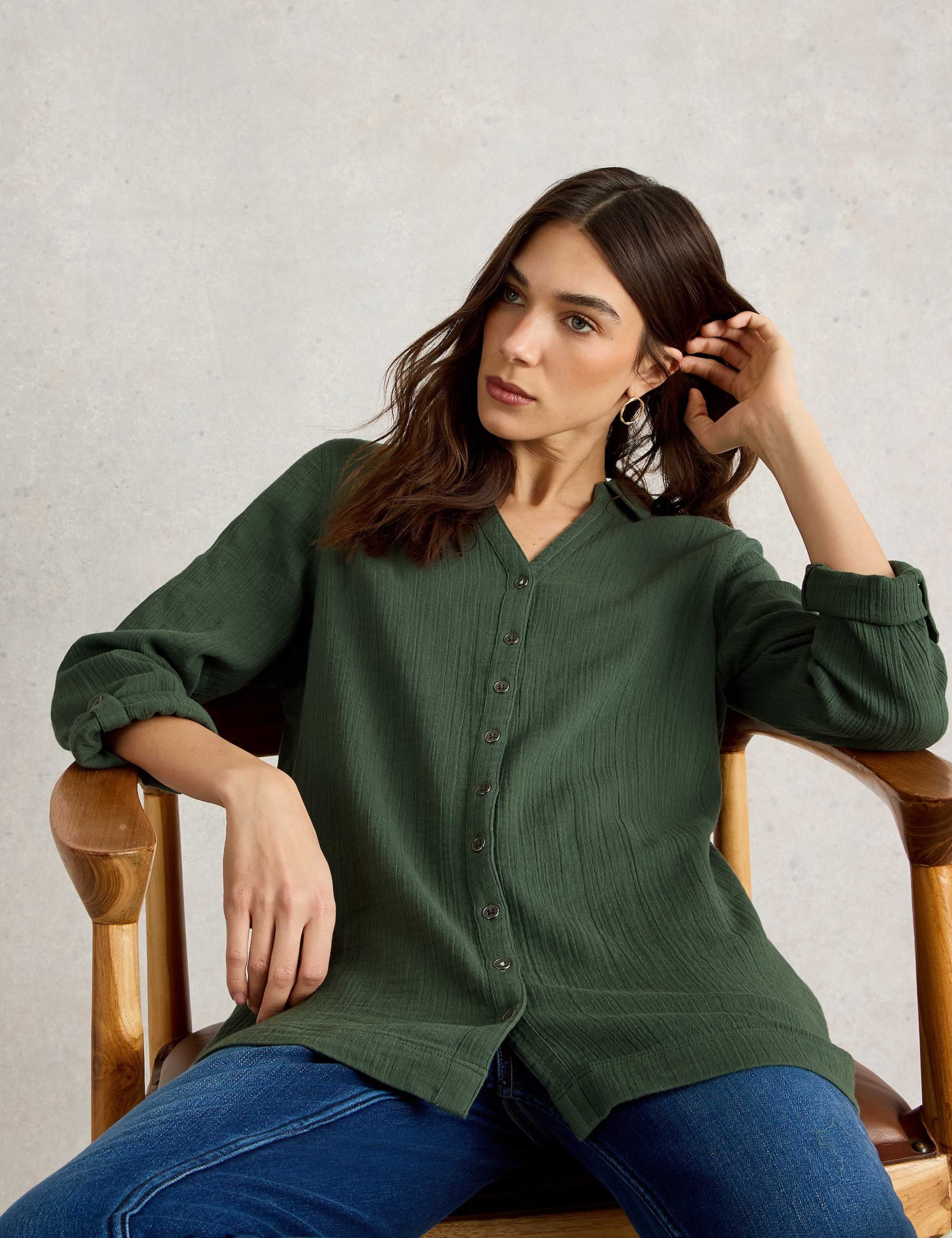 Pure Cotton Collared Longline Shirt 5 of 6