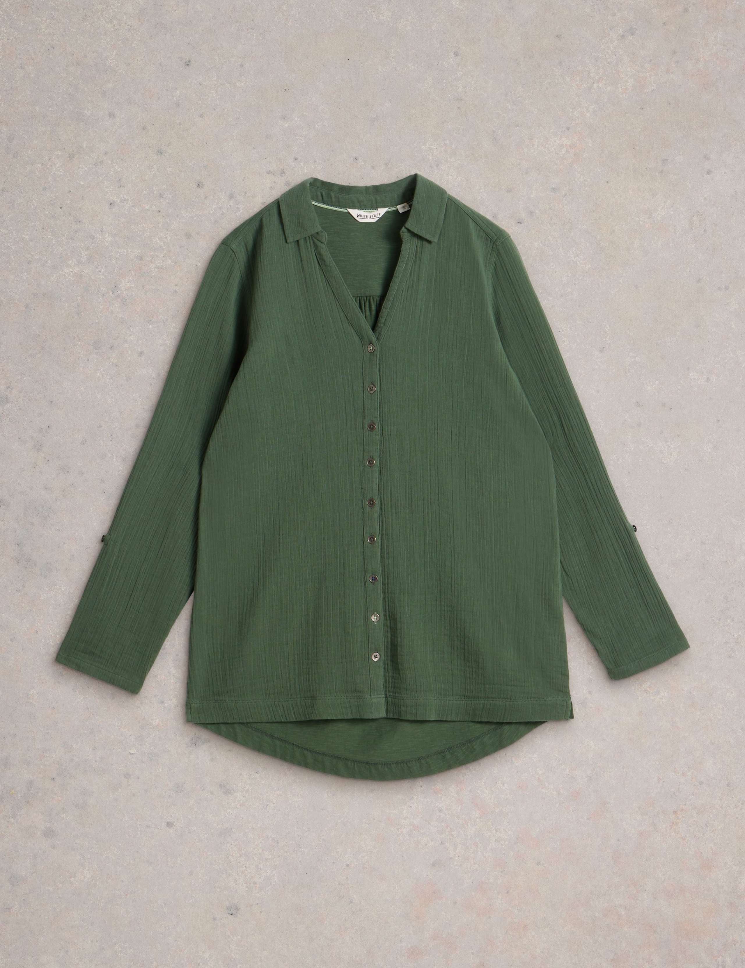 Pure Cotton Collared Longline Shirt 2 of 6
