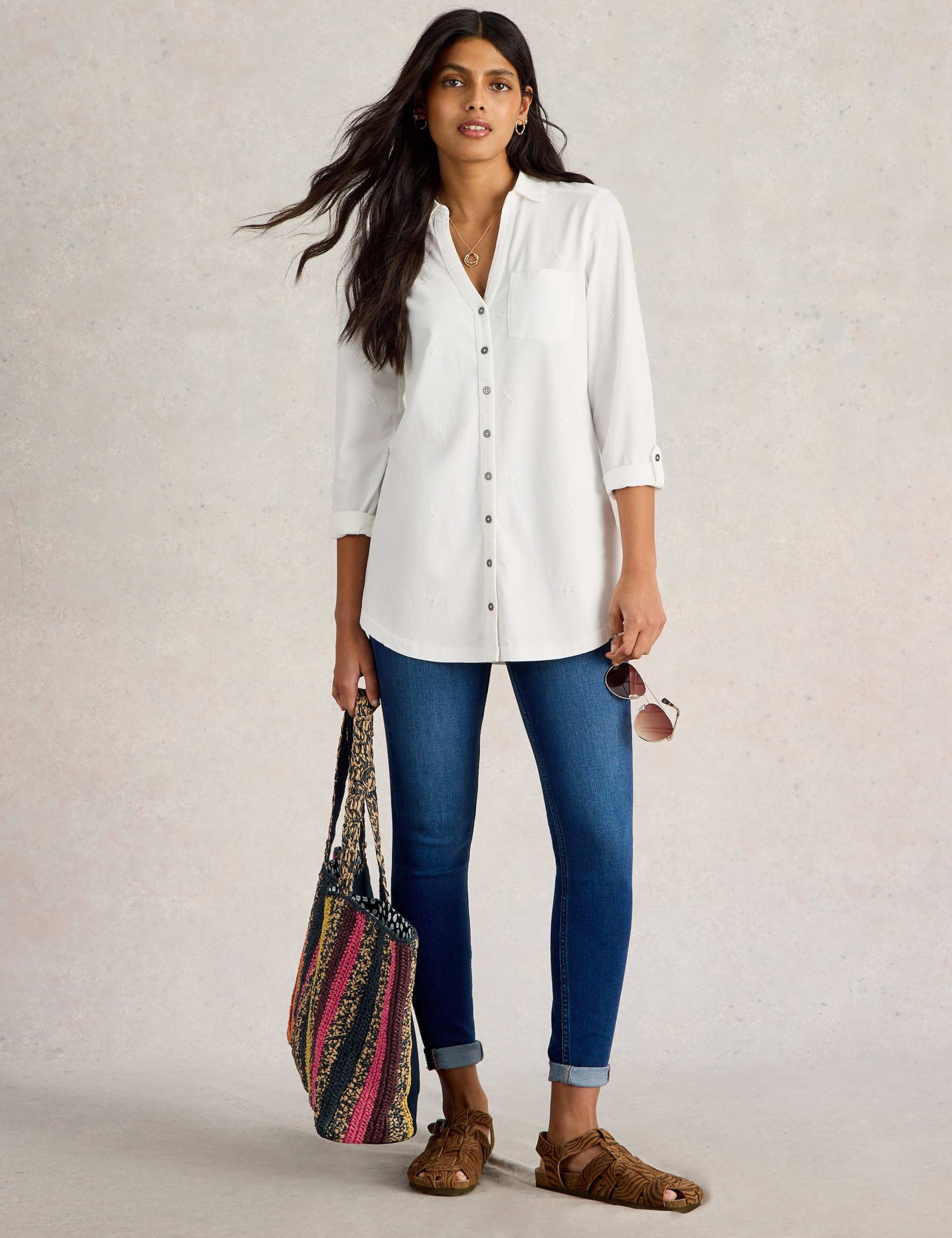 Pure Cotton Embroidered Longline Shirt 3 of 6