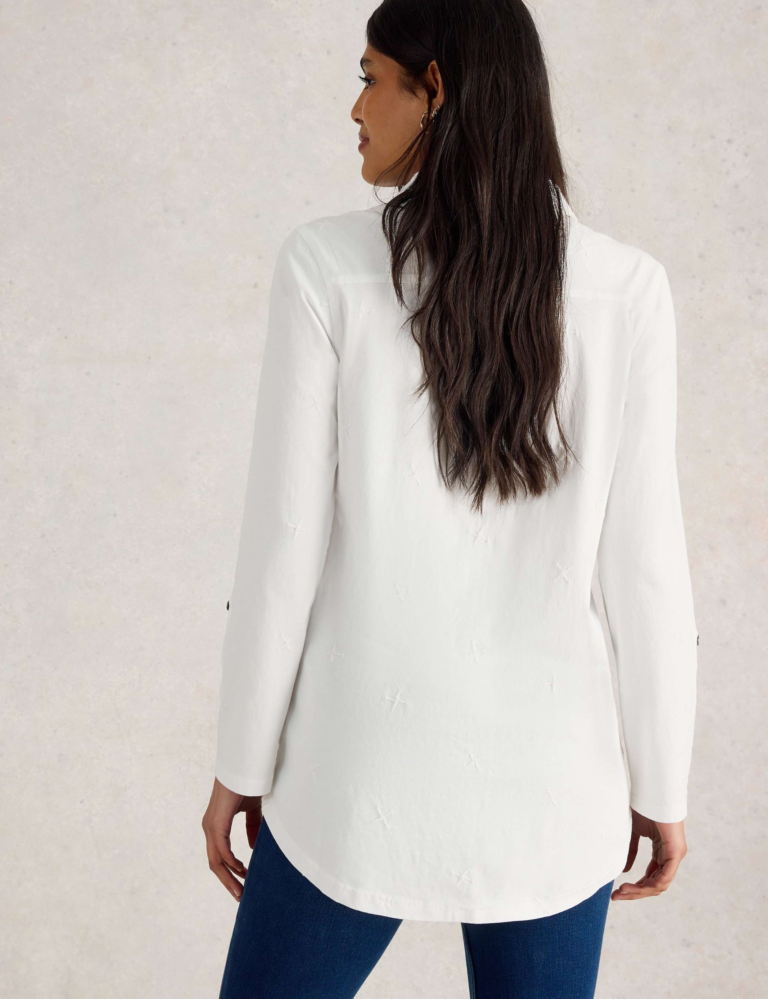 Pure Cotton Embroidered Longline Shirt 4 of 6