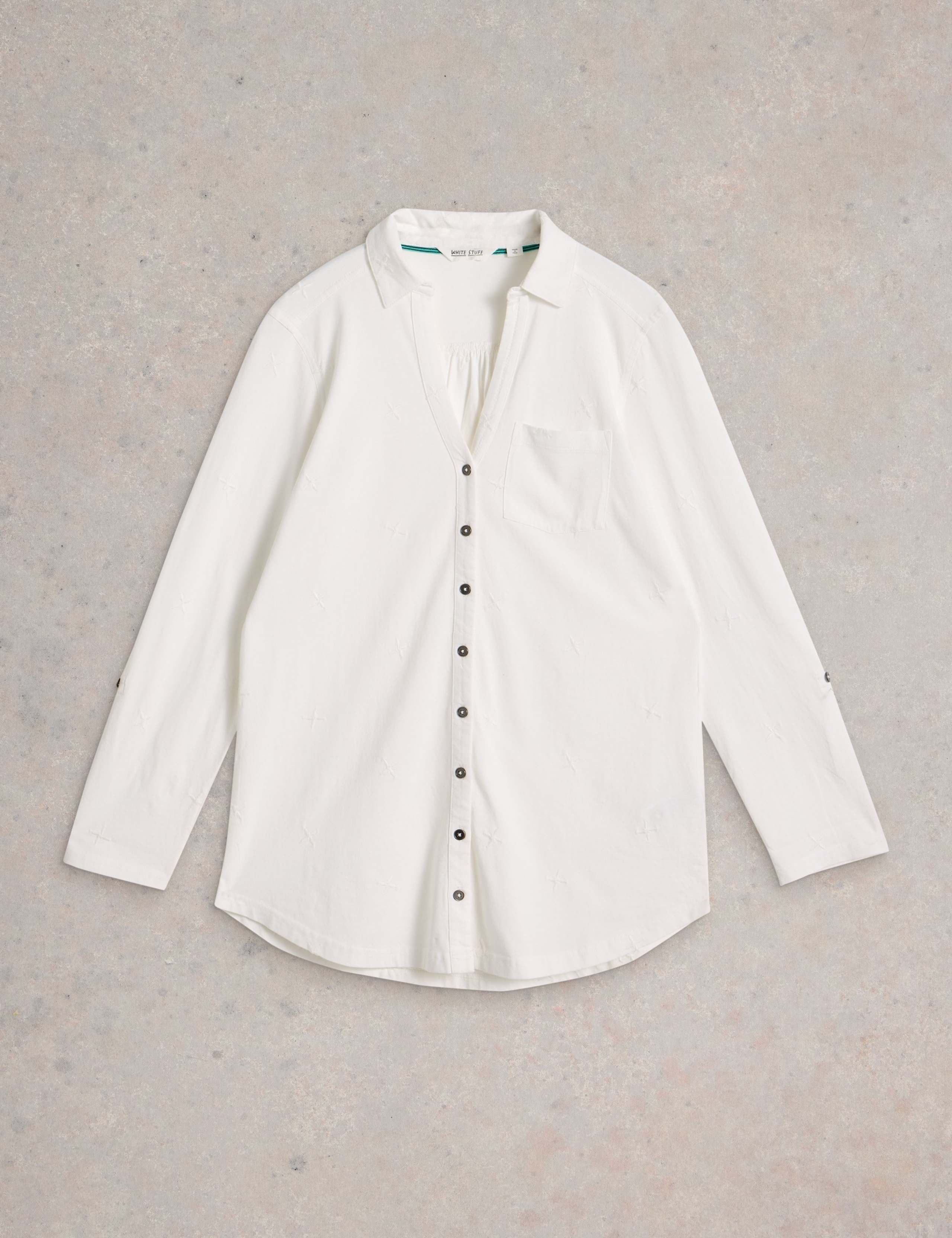 Pure Cotton Embroidered Longline Shirt 2 of 6