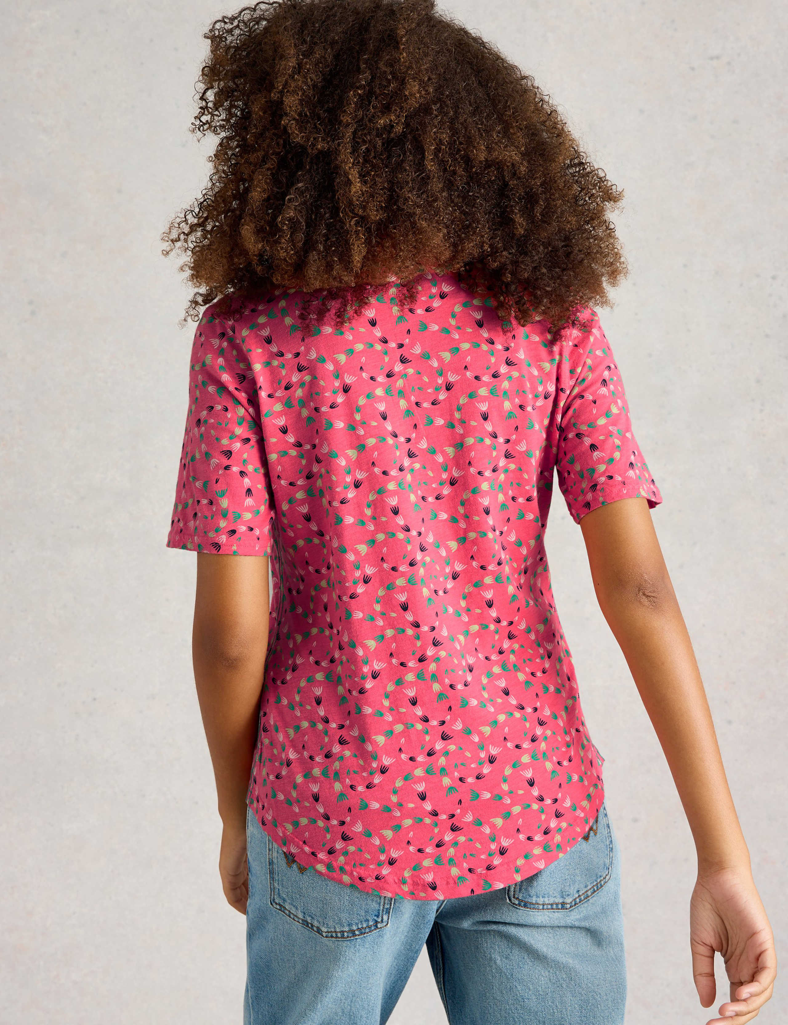 Pure Cotton Floral Collared V-neck Button Through Shirt 4 of 6