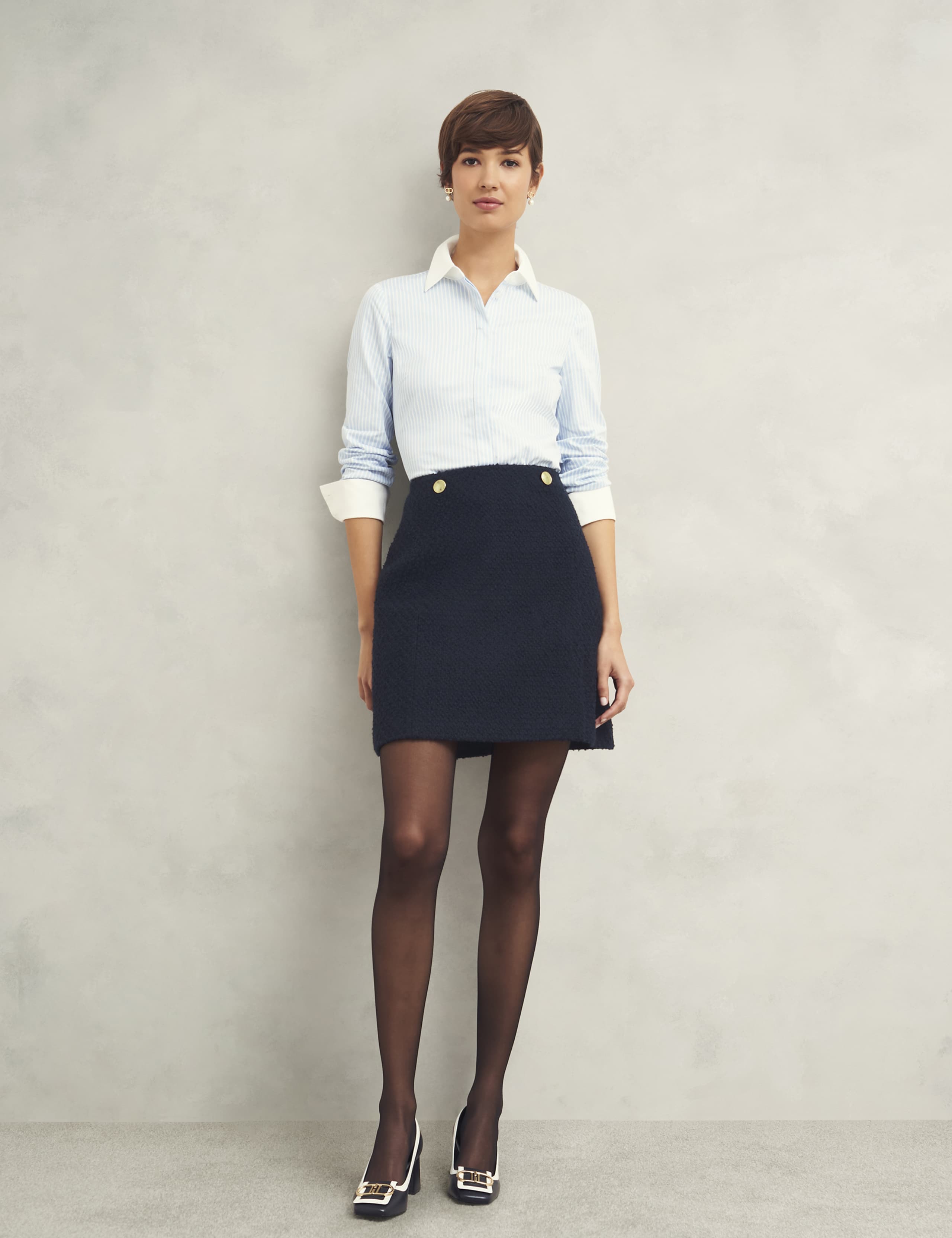 Wool Blend Textured Mini A-Line Skirt 6 of 7