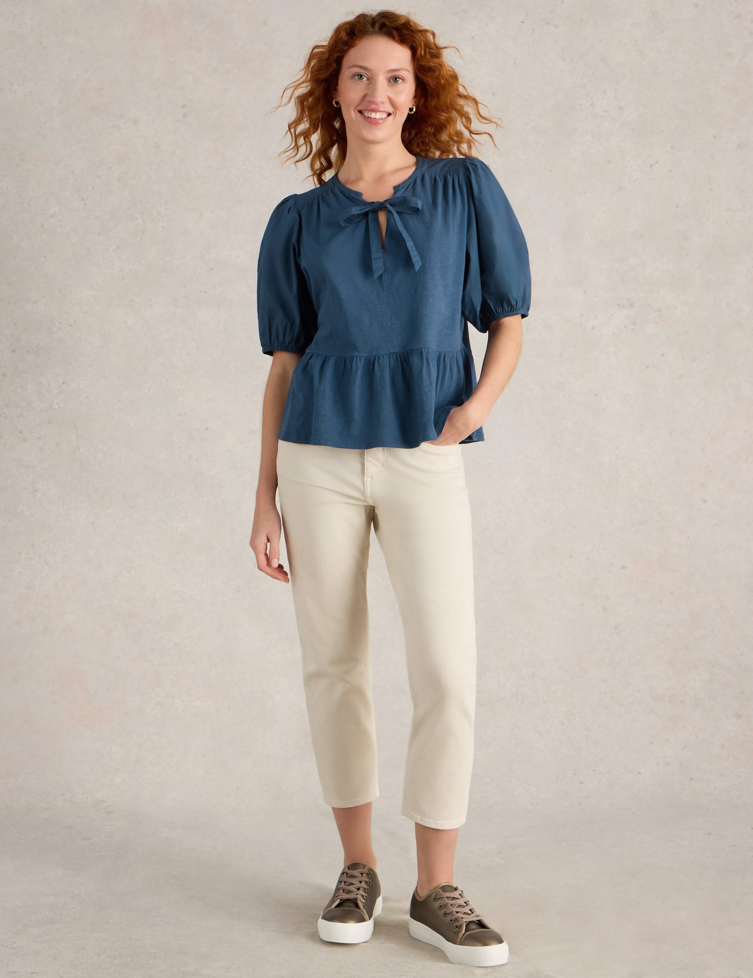Pure Cotton Tie Neck Top 3 of 6