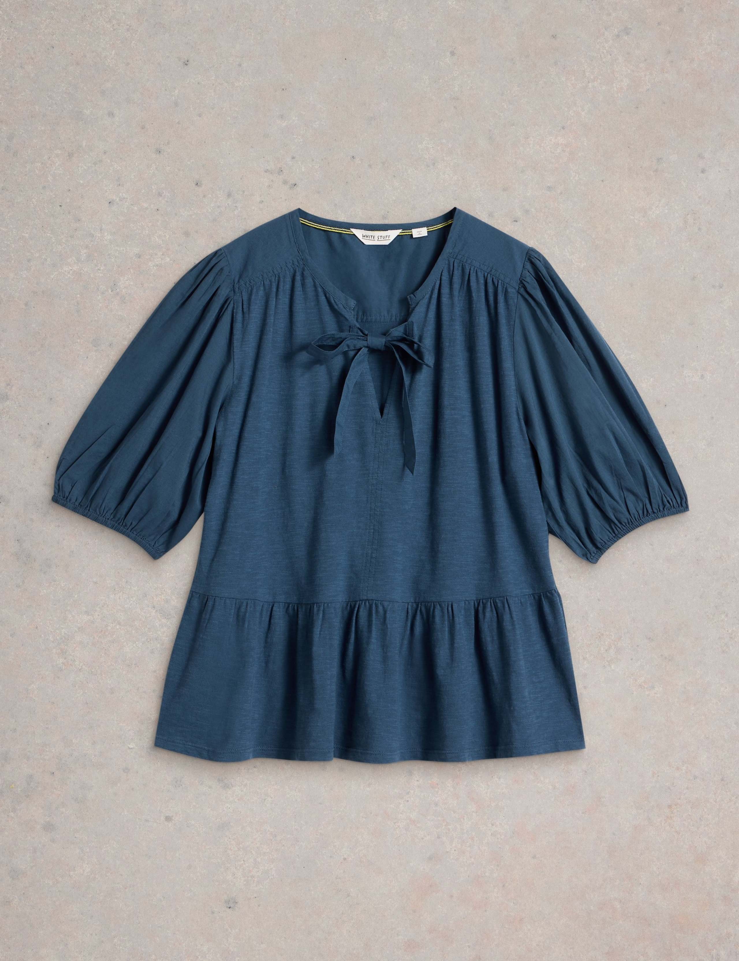 Pure Cotton Tie Neck Top 2 of 6