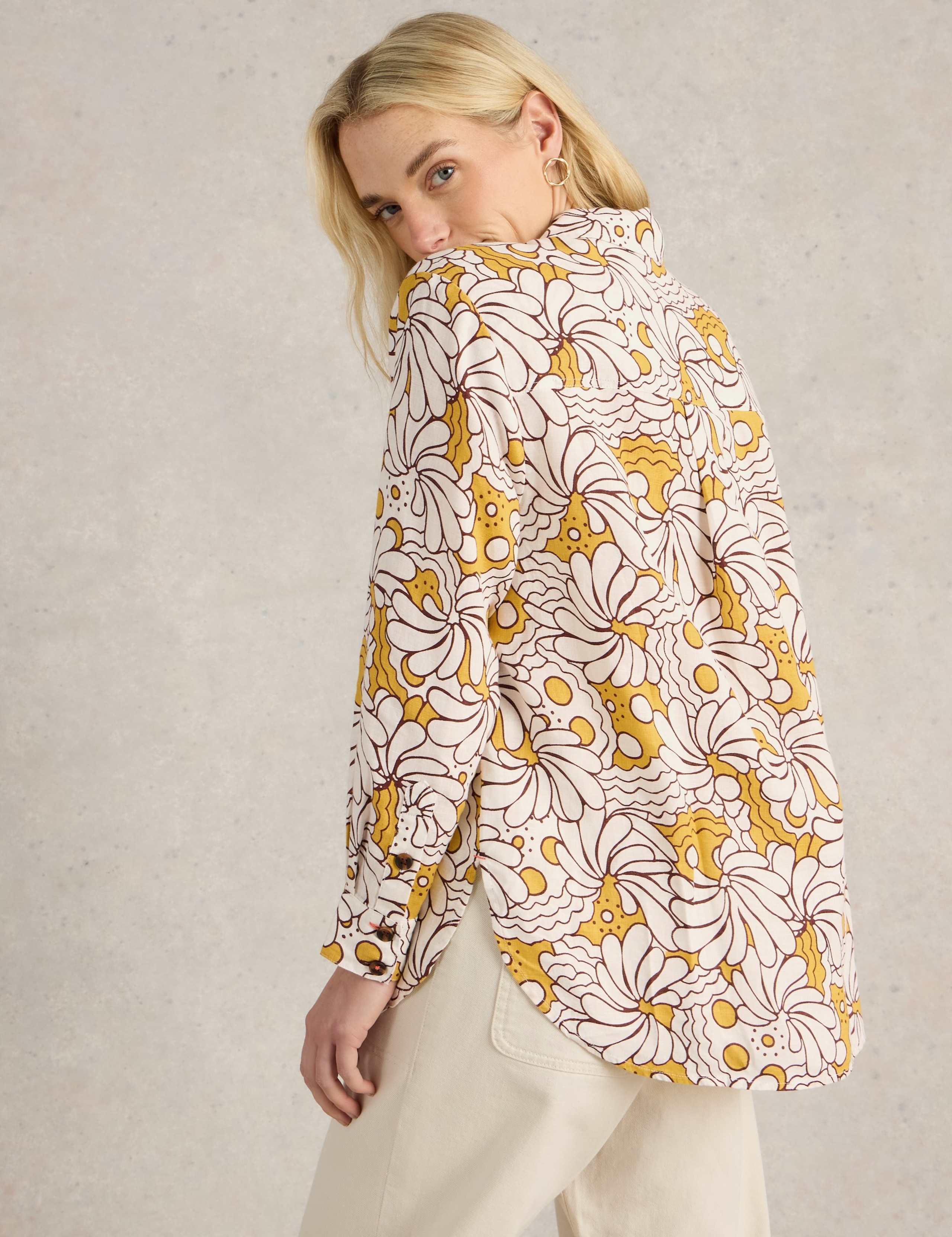 Pure Linen Printed Button Through Shirt 4 of 6