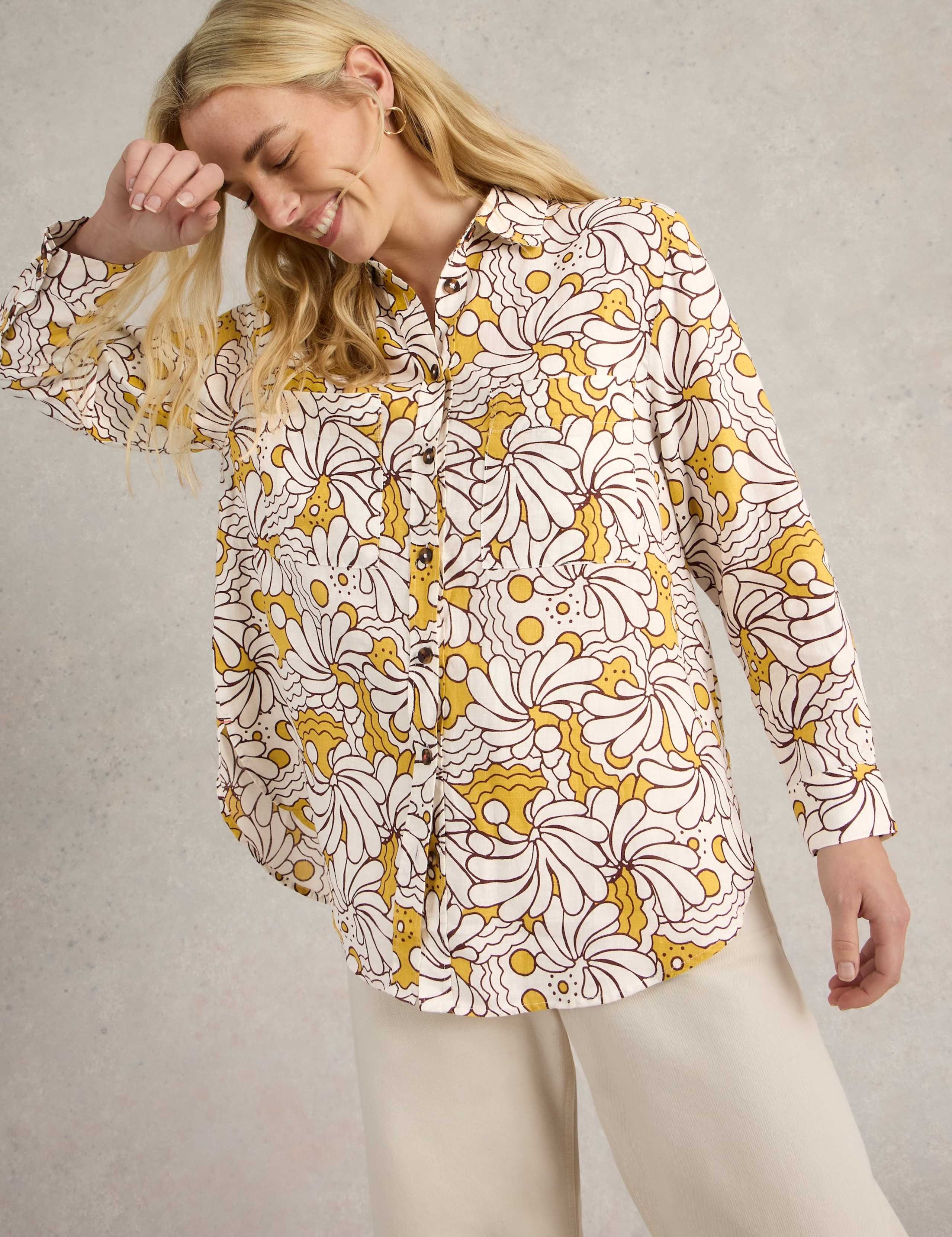 Pure Linen Printed Button Through Shirt 5 of 6