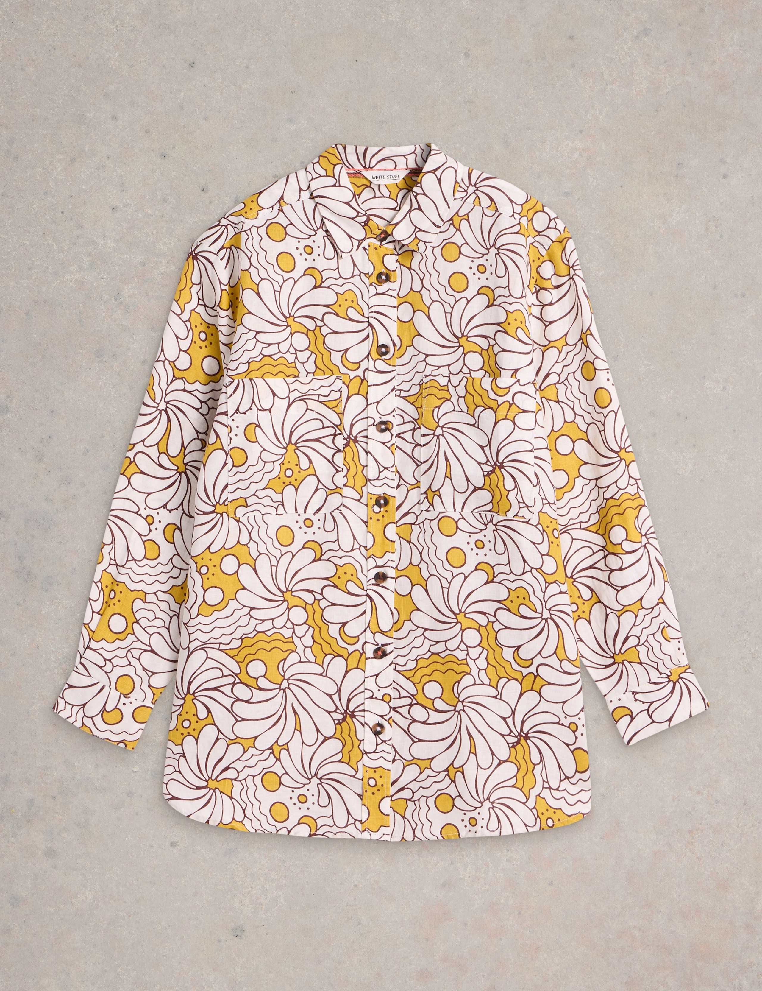 Pure Linen Printed Button Through Shirt 2 of 6