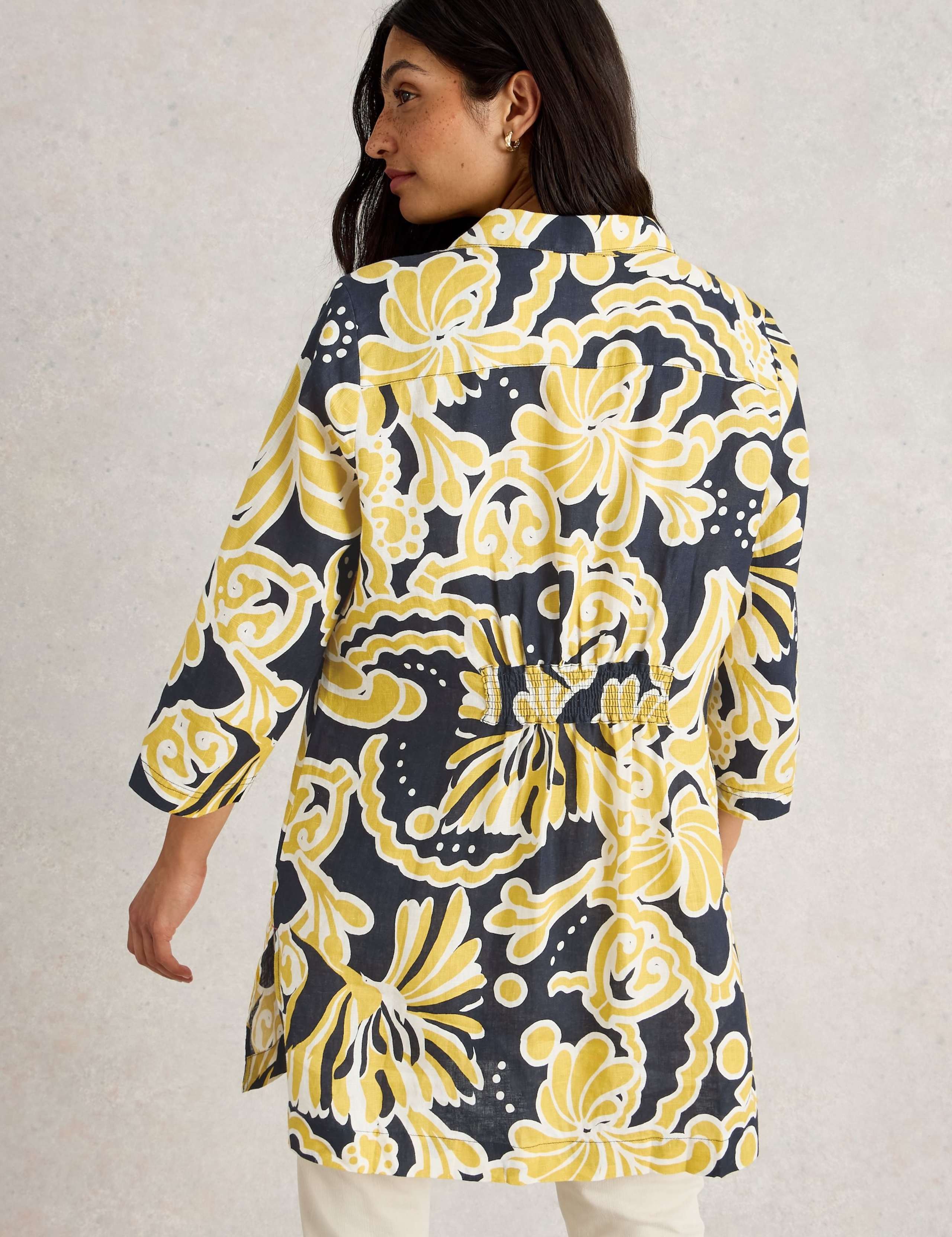 Pure Linen Printed Collared V-Neck Tunic 4 of 6