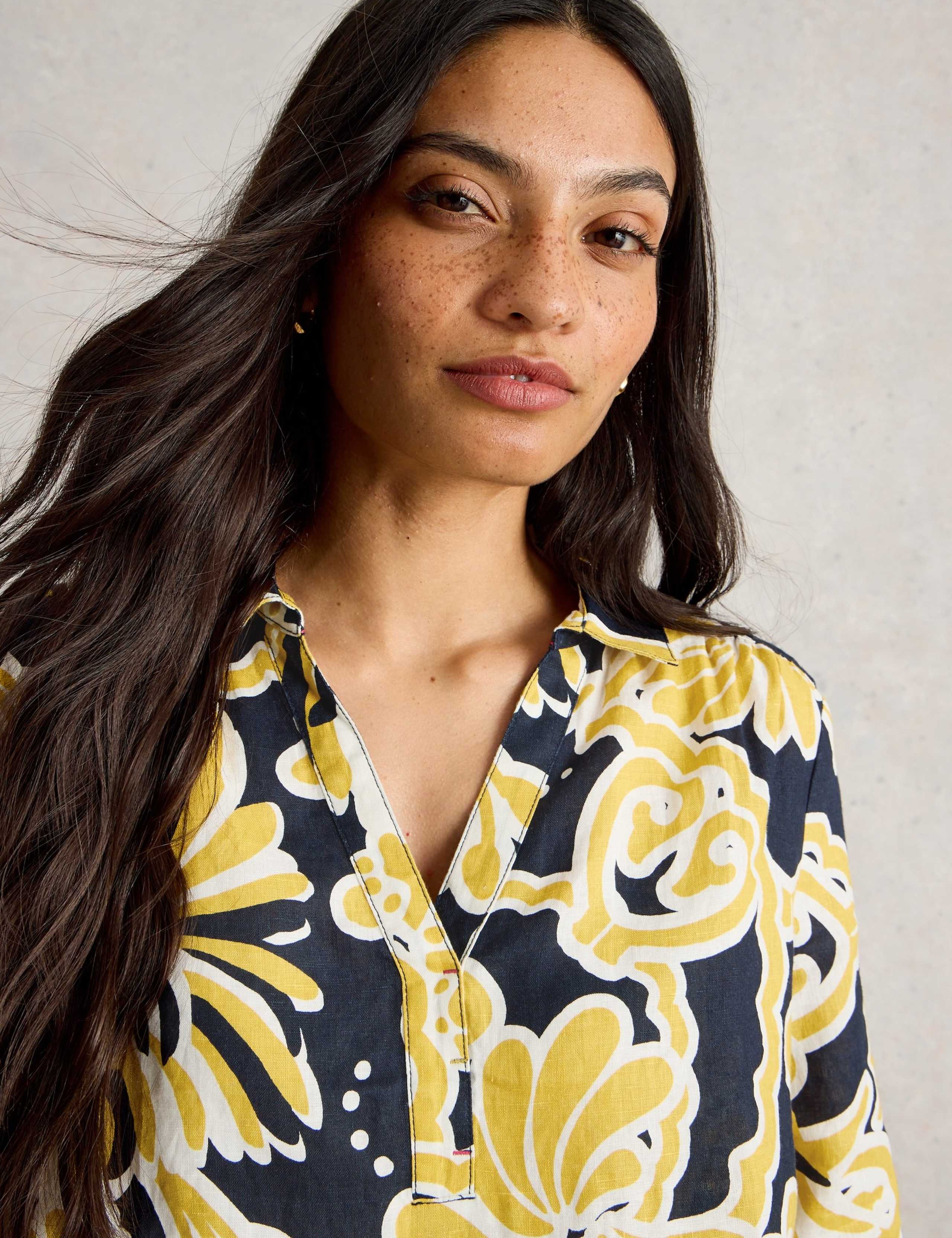 Pure Linen Printed Collared V-Neck Tunic 5 of 6