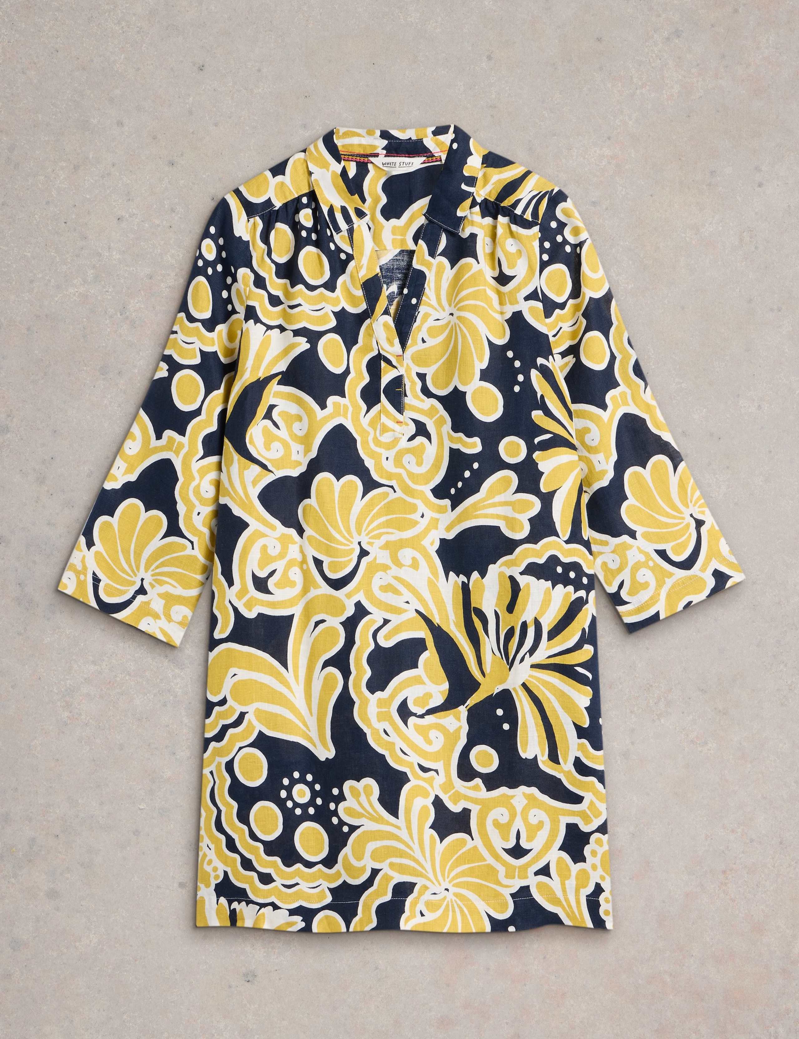 Pure Linen Printed Collared V-Neck Tunic 2 of 6