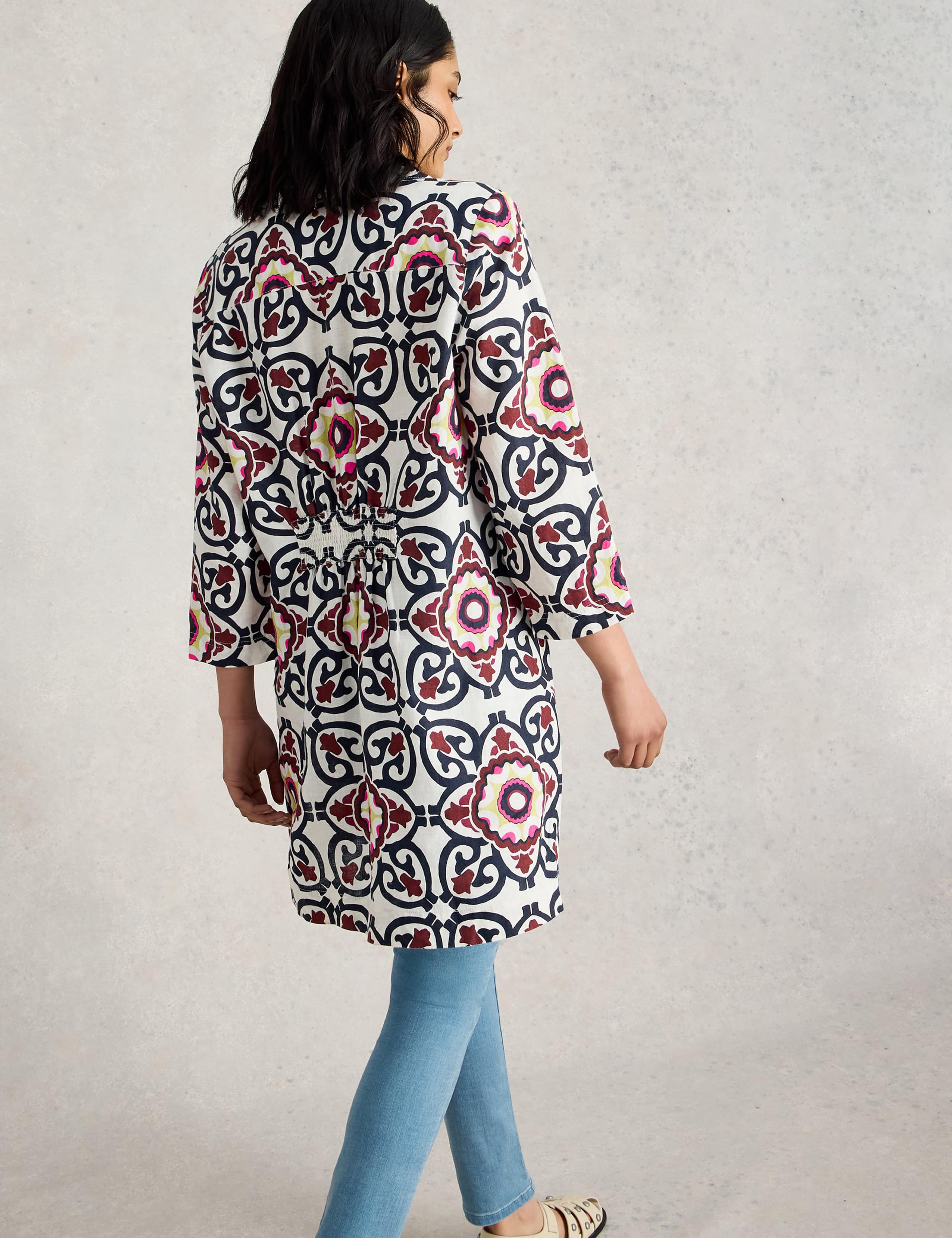 Pure Linen Printed V-Neck Collared Tunic 4 of 6