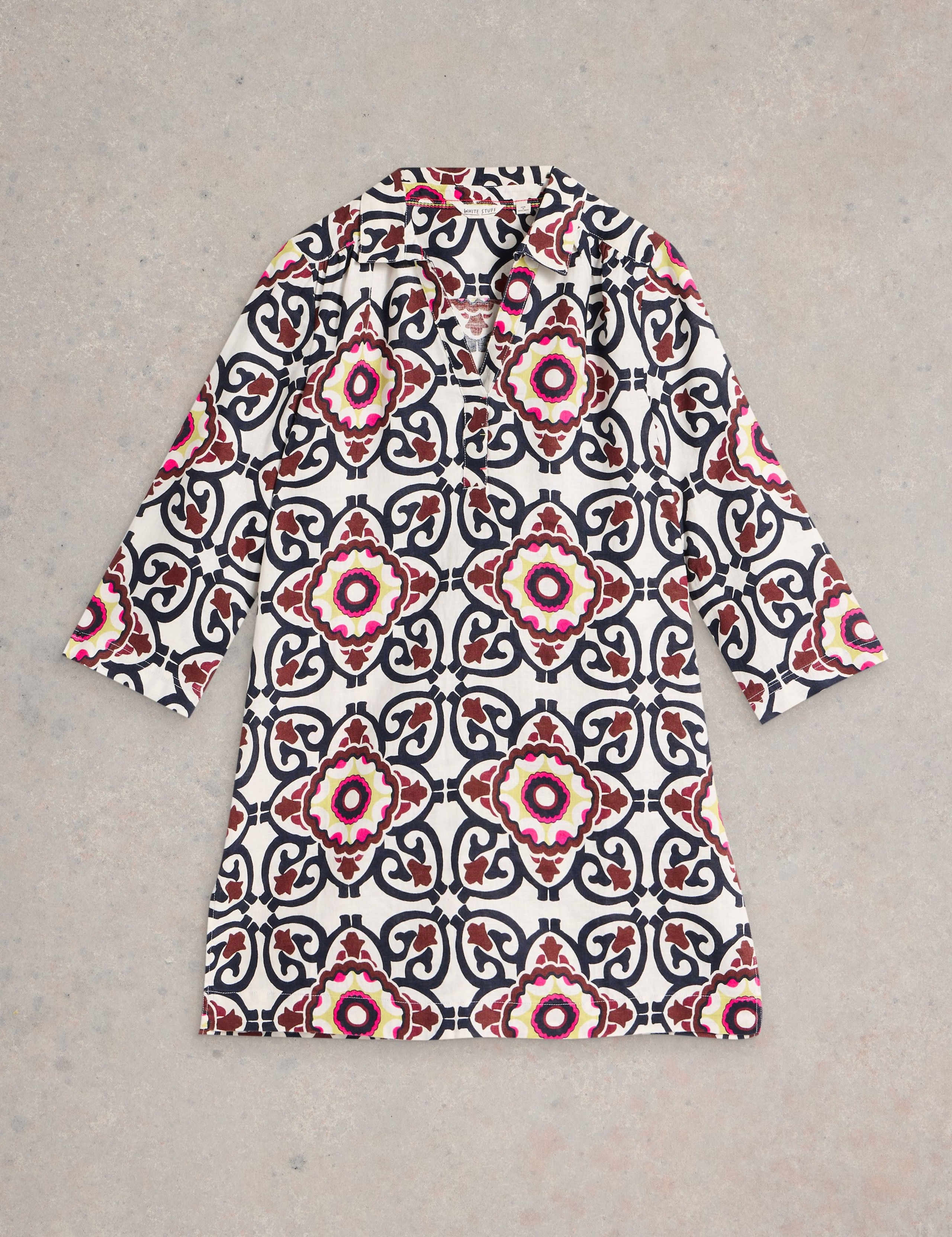 Pure Linen Printed V-Neck Collared Tunic 2 of 6