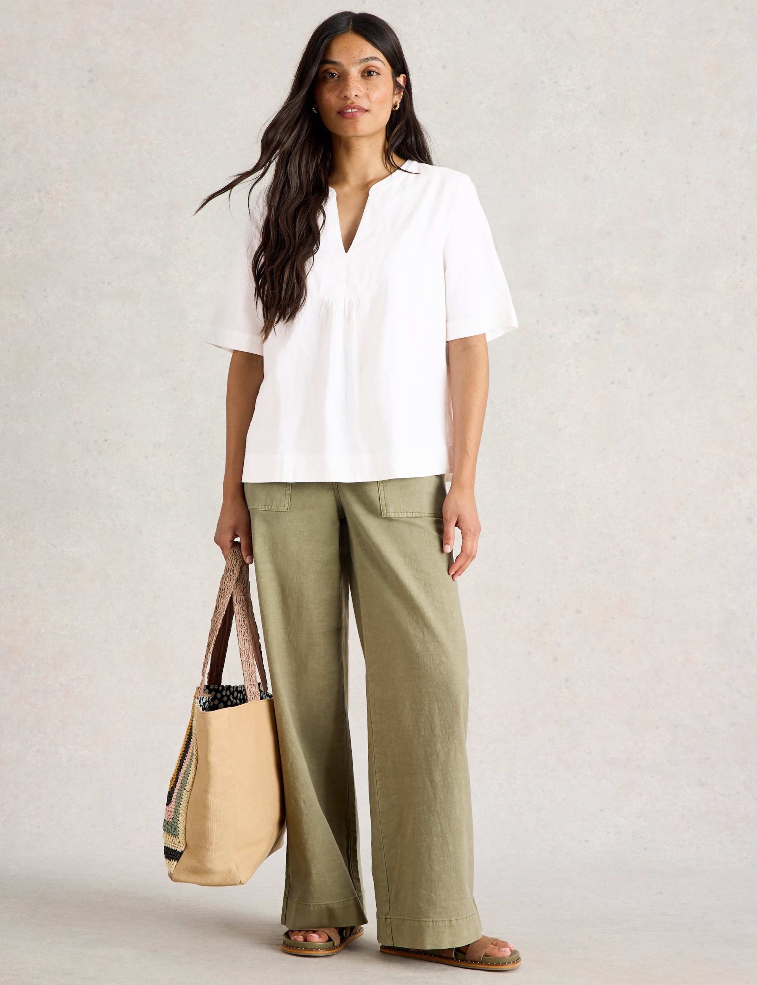 Linen Blend Notch Neck Top 3 of 5