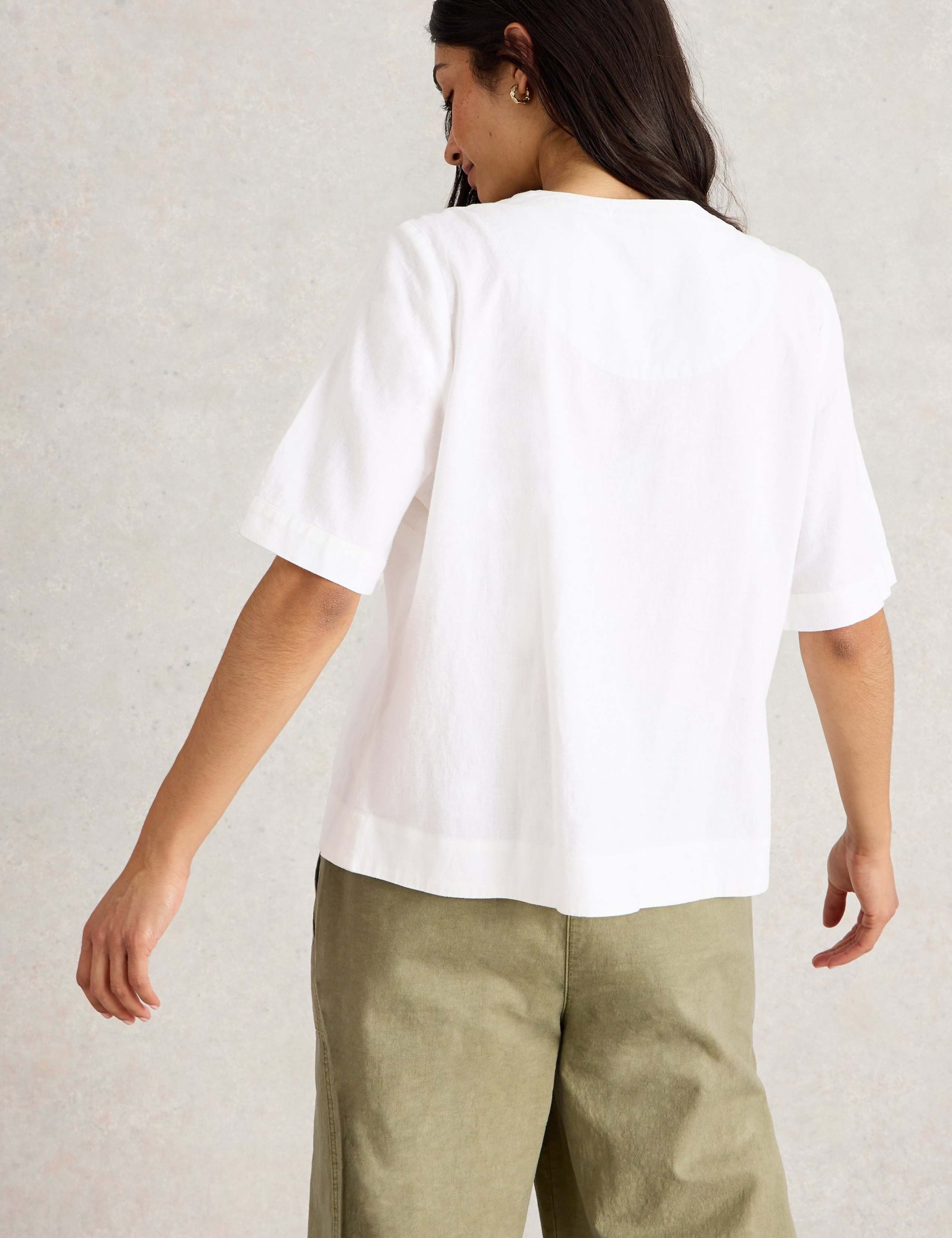 Linen Blend Notch Neck Top 4 of 5