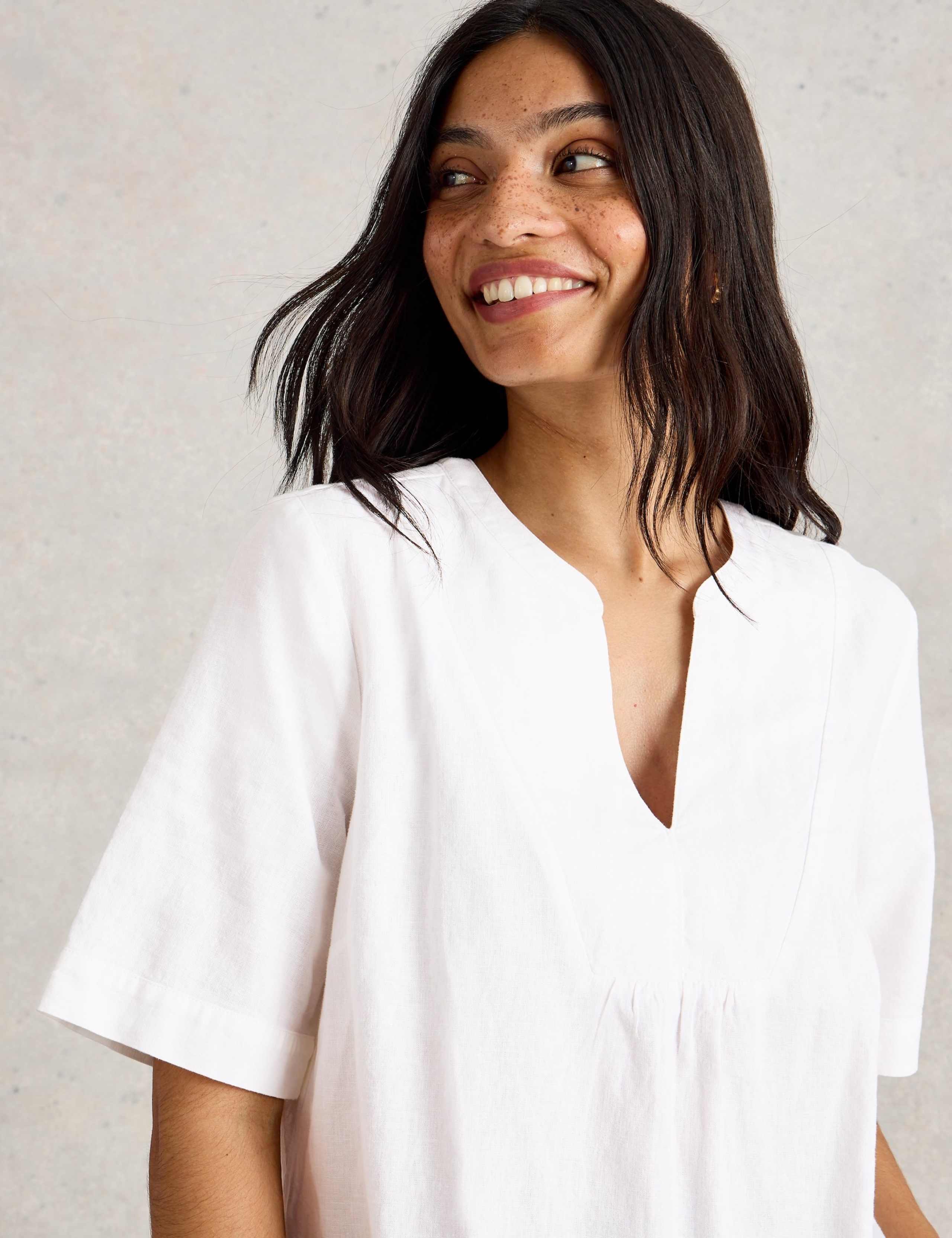 Linen Blend Notch Neck Top 5 of 5