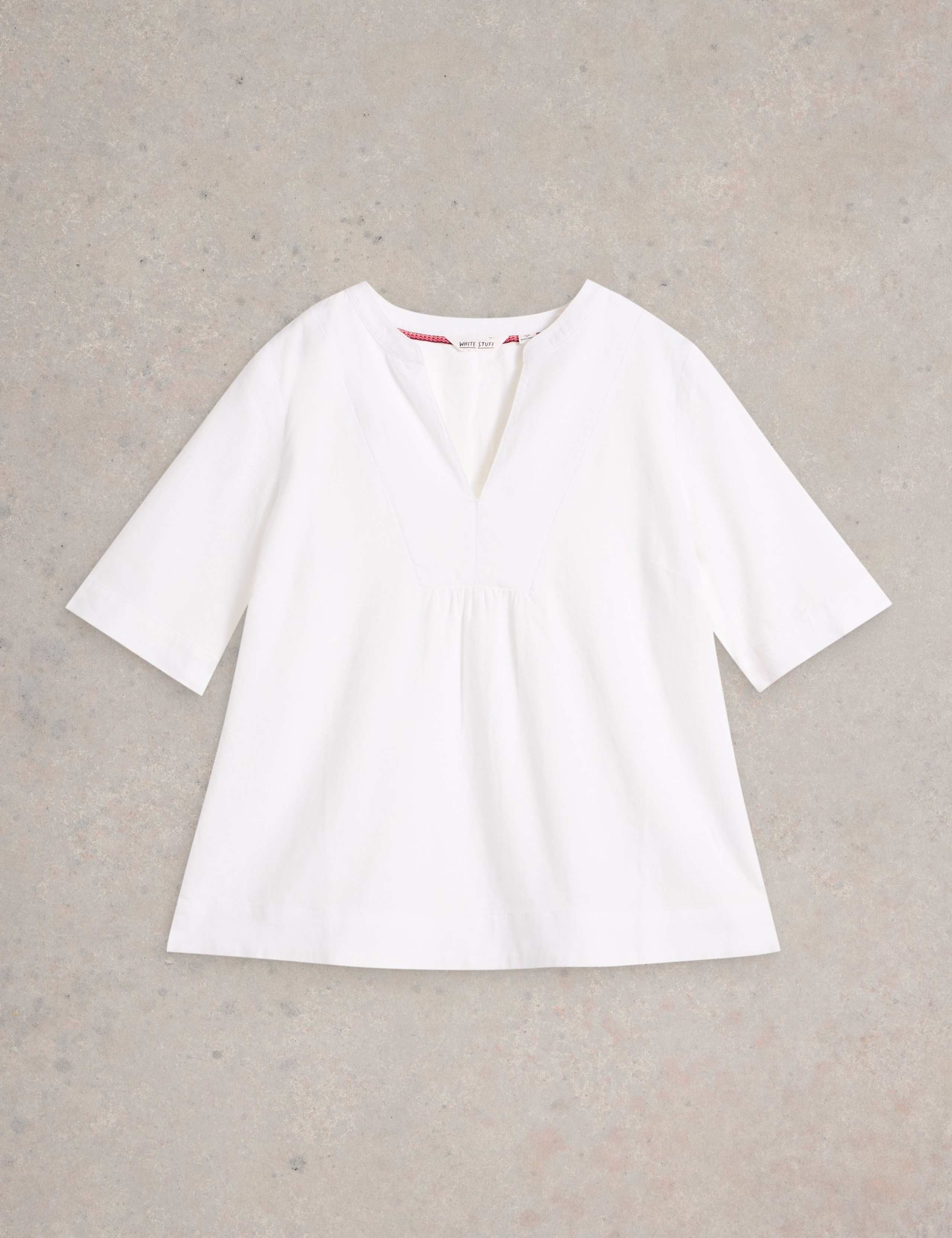 Linen Blend Notch Neck Top 2 of 5