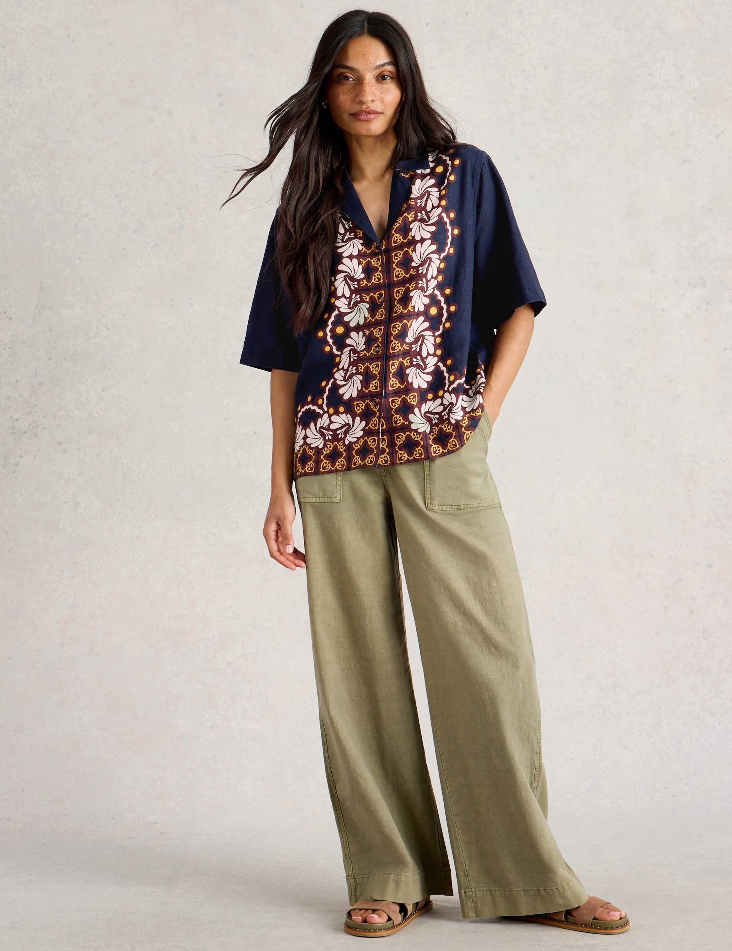 Linen Rich Printed Button Through Shirt 3 of 6