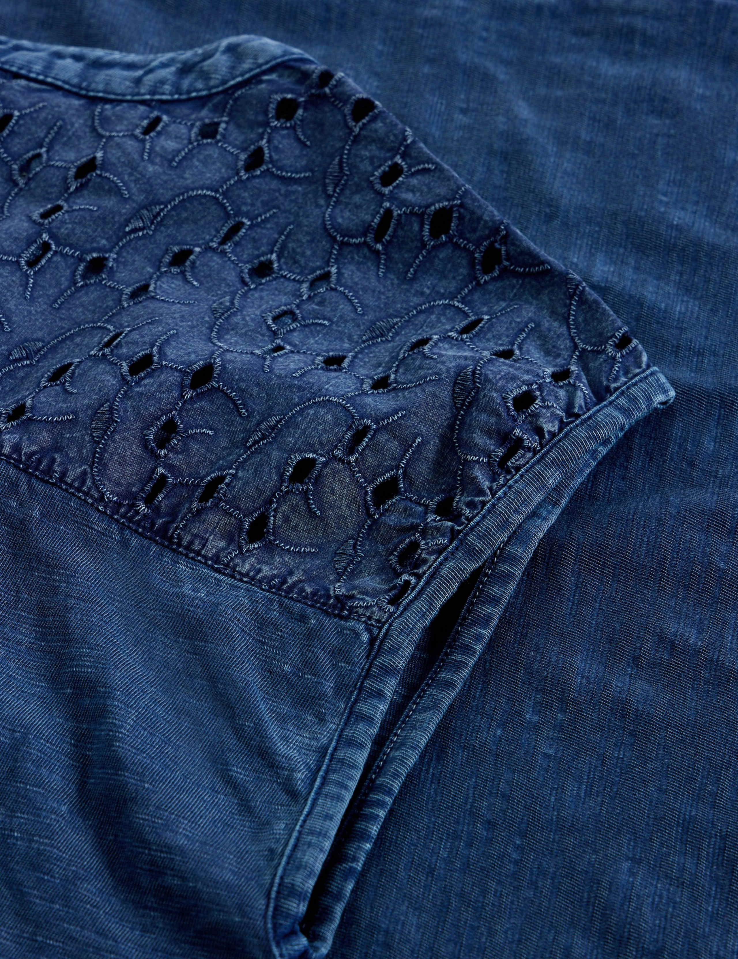 Pure Cotton Broderie Detail V-Neck Top 6 of 6